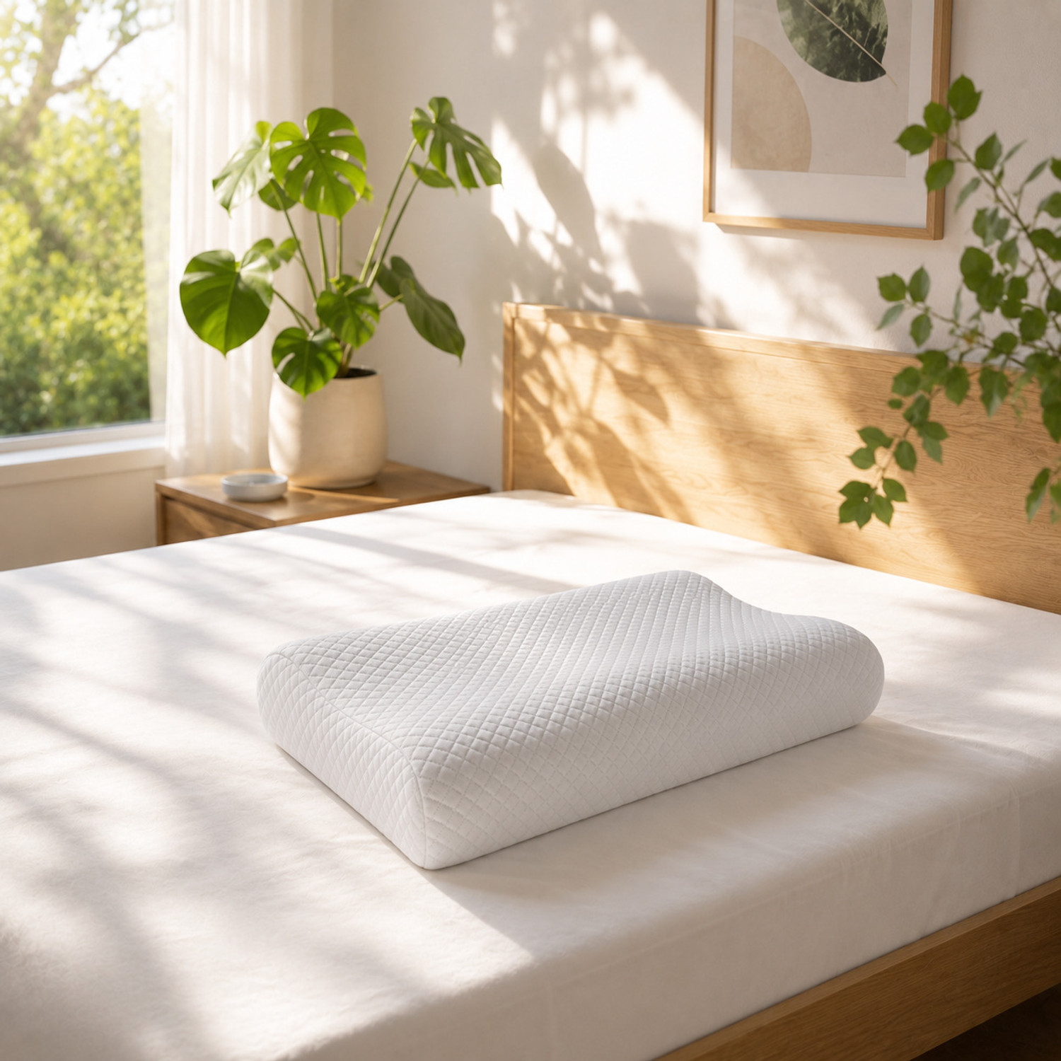 Image of SoftyPulps Memory Foam Orthopaedic Pillow Pack of 1 Solid | Memory Foam Orthopedic Contour Pillow for Neck Pain Relief