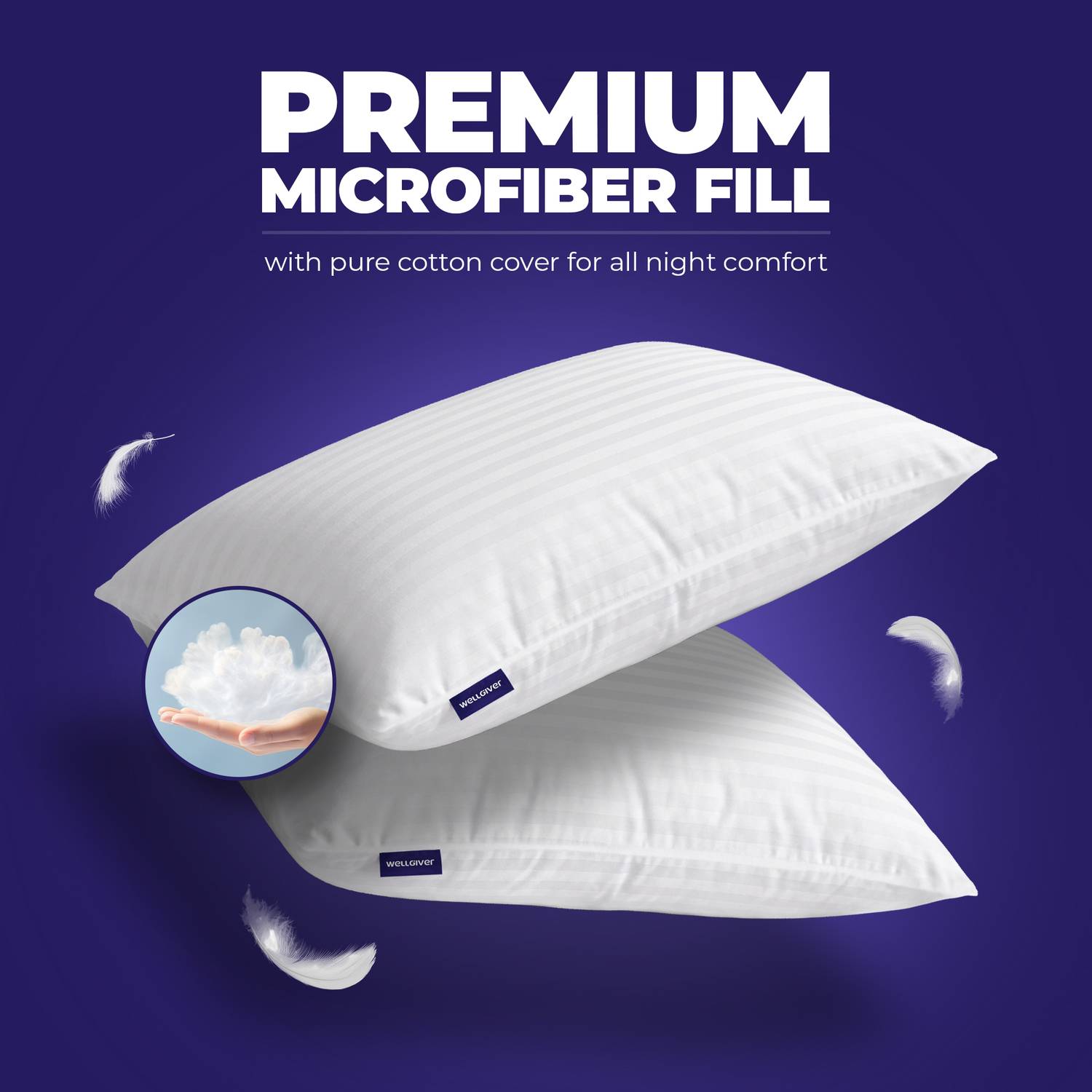 WELLGIVER Microfibre Sleeping Pillow Pack of 4, 41x61 cm - Image 5