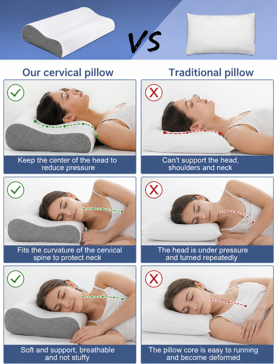 Image of araami Memory Foam Orthopaedic Pillow Pack of 1 Solid ORTHOPEDIC Solid Sleeping
