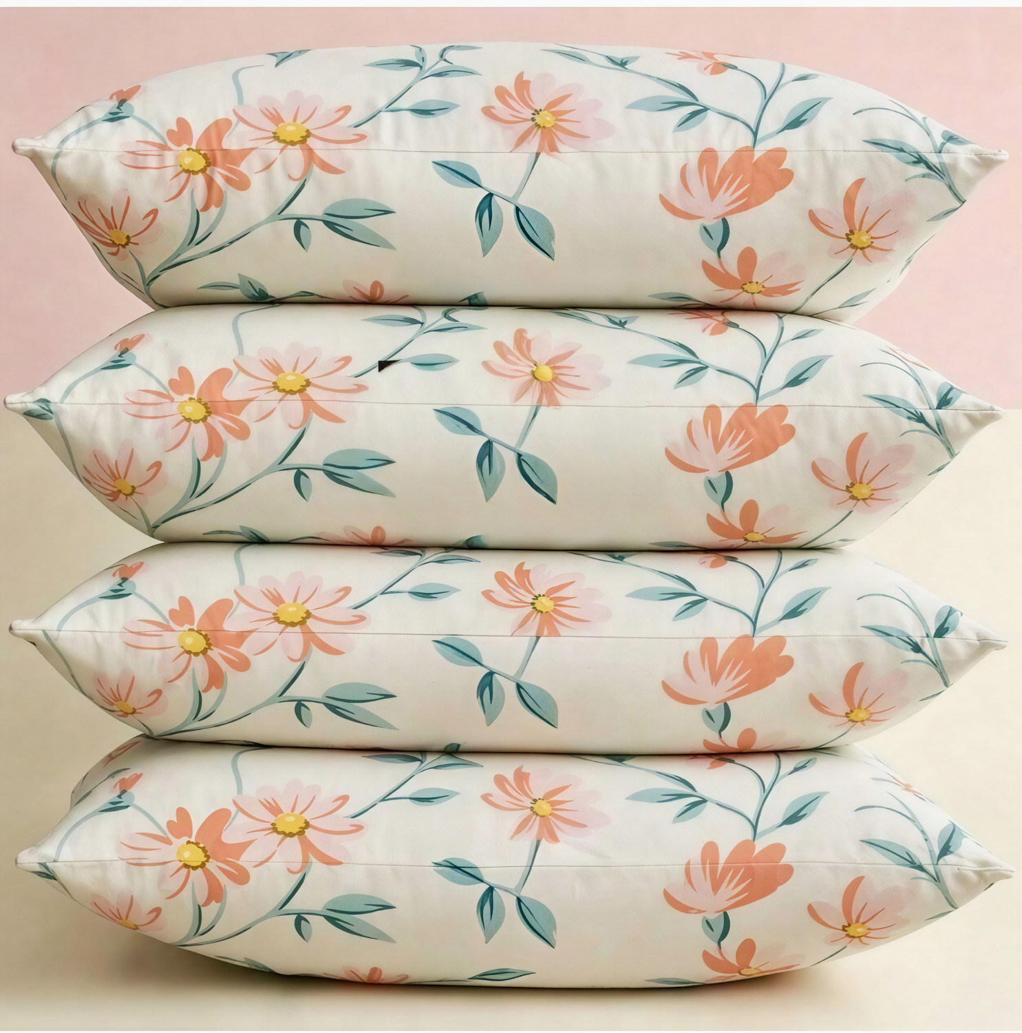 Image of STOMIA Cotton Sleeping Pillow Pack of 4 Floral Premium Pillow Set