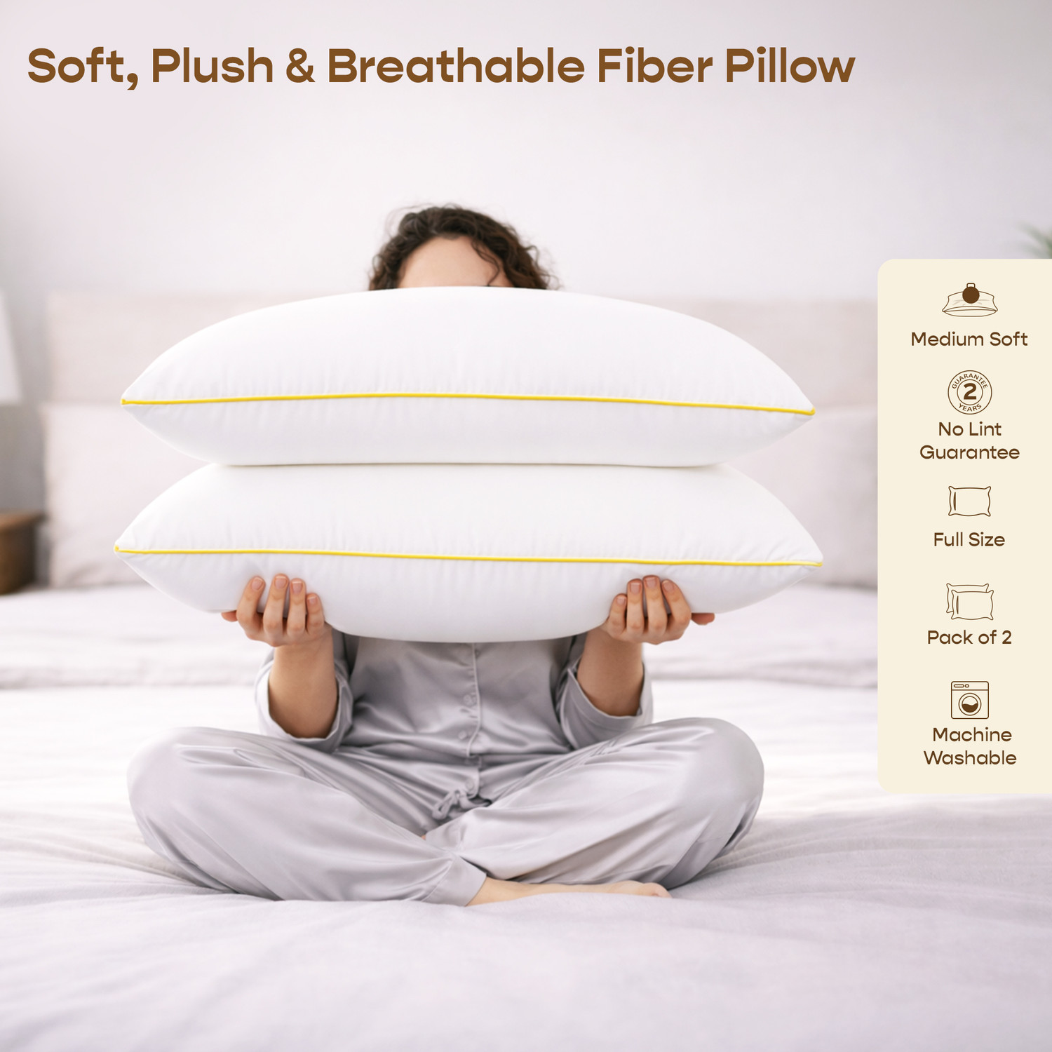 Image of SleepyCat Polyester Fibre Sleeping Pillow Pack of 4 Solid Fiber Lite