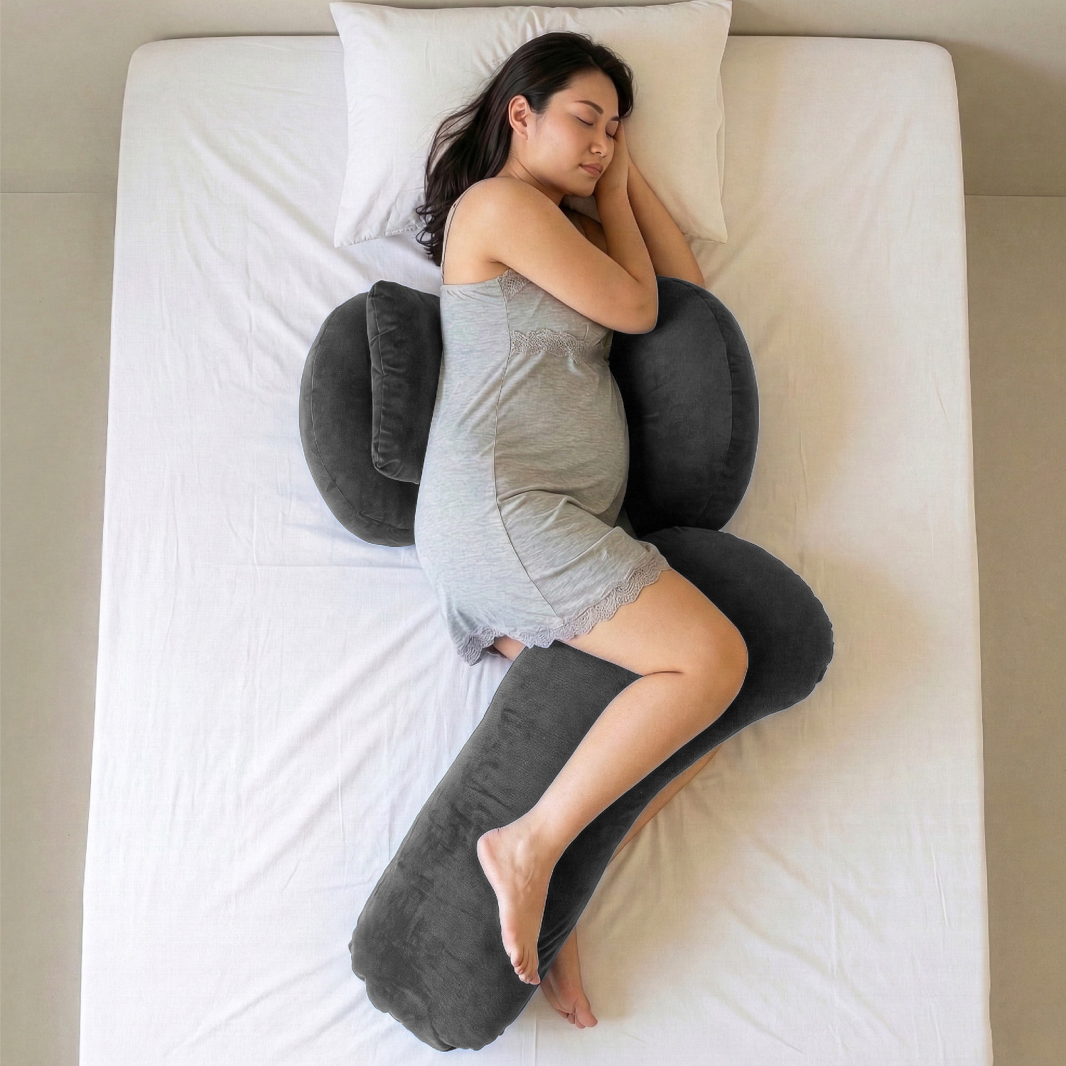 Image of MY ARMOR Microfibre Pregnancy Pillow Pack of 1 Solid Full Body Pregnancy Pillow for Back, Belly, Hips and Leg Support, Maternity Set
