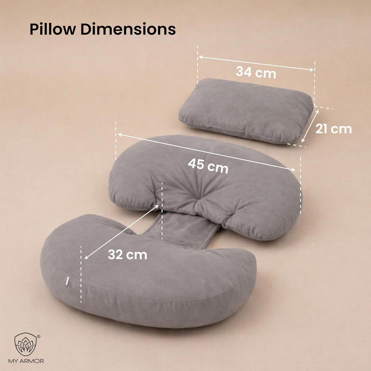 Image of MY ARMOR Microfibre Pregnancy Pillow Pack of 1 Solid Maternity Wedge Pillow Adjustable Back & Belly Support