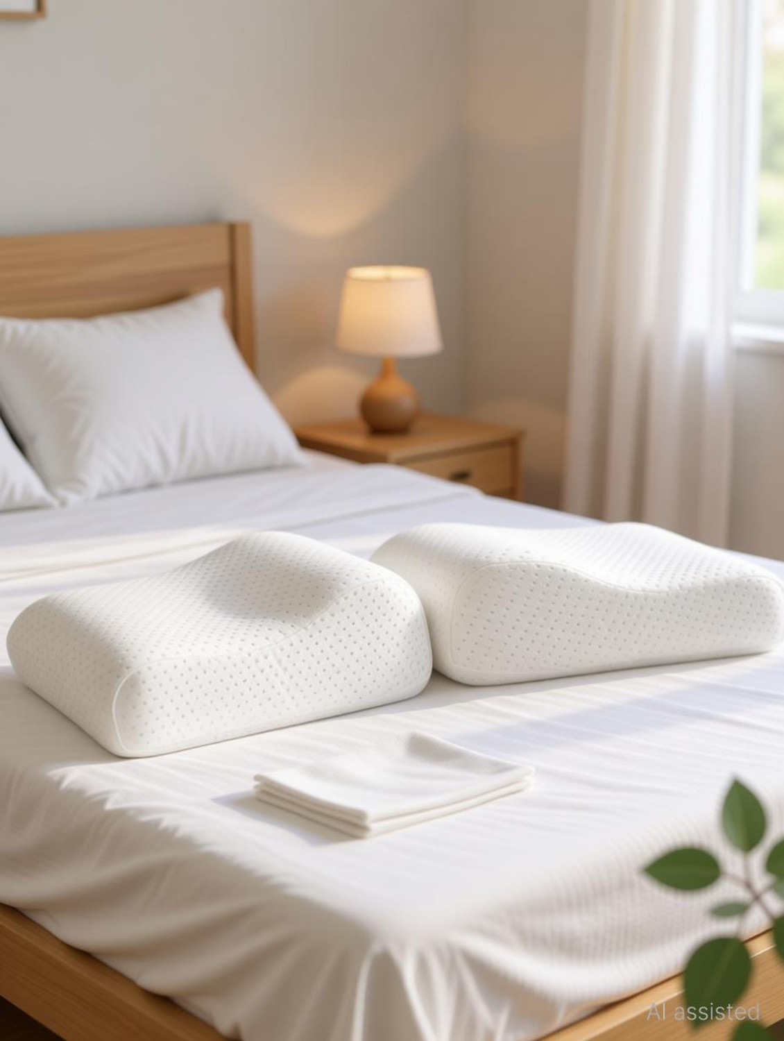 Image of Wakefit Memory Foam Sleeping Pillow Pack of 2 Solid