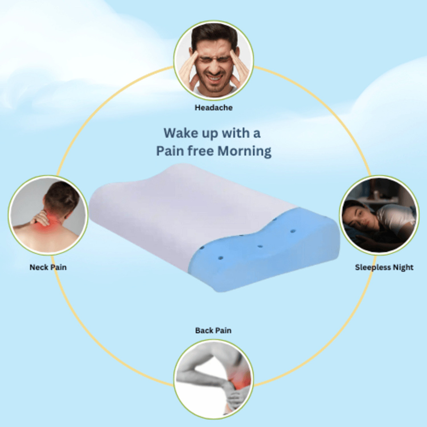 Image of Sleep Yoga Foam, Memory Foam, Latex, Gel Orthopaedic Pillow Pack of 1 Solid Memorey foam pillow