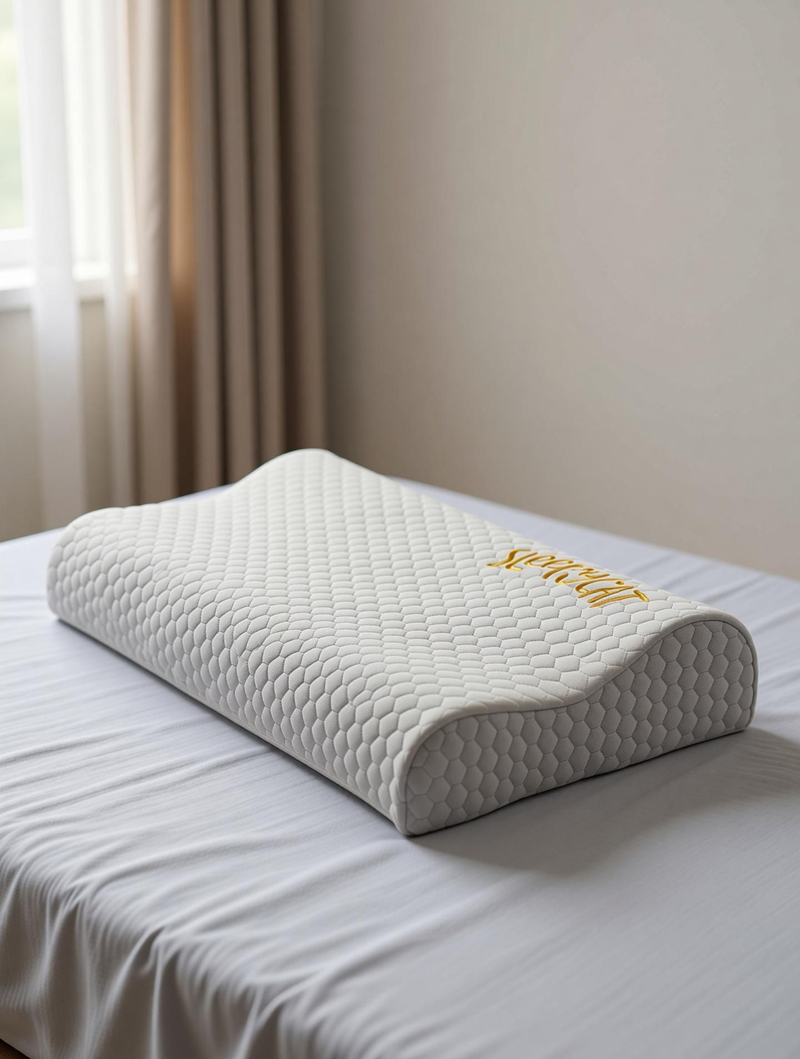 Image of SleepyCat Memory Foam Orthopaedic Pillow Pack of 1 Solid Contour Bamboo Fabric