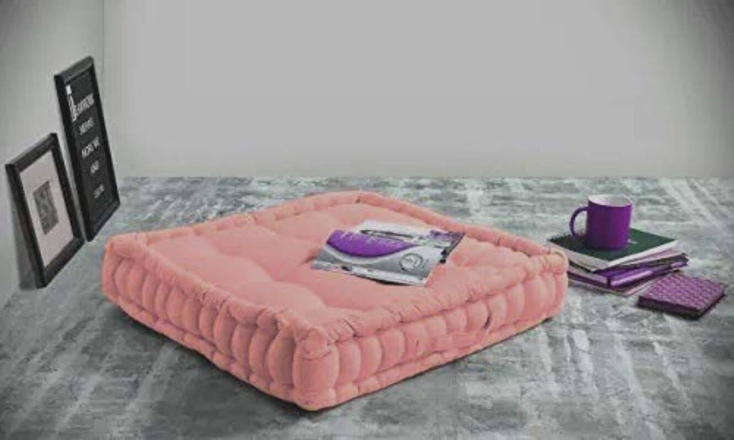 DCT Microfibre Floor Cushion Pack of 1 Solid (Baby PINK)