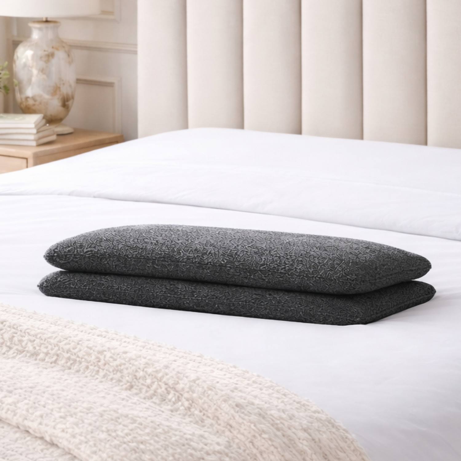 Image of SleepyHug Memory Foam Sleeping Pillow Pack of 2 Solid Slim Pillow