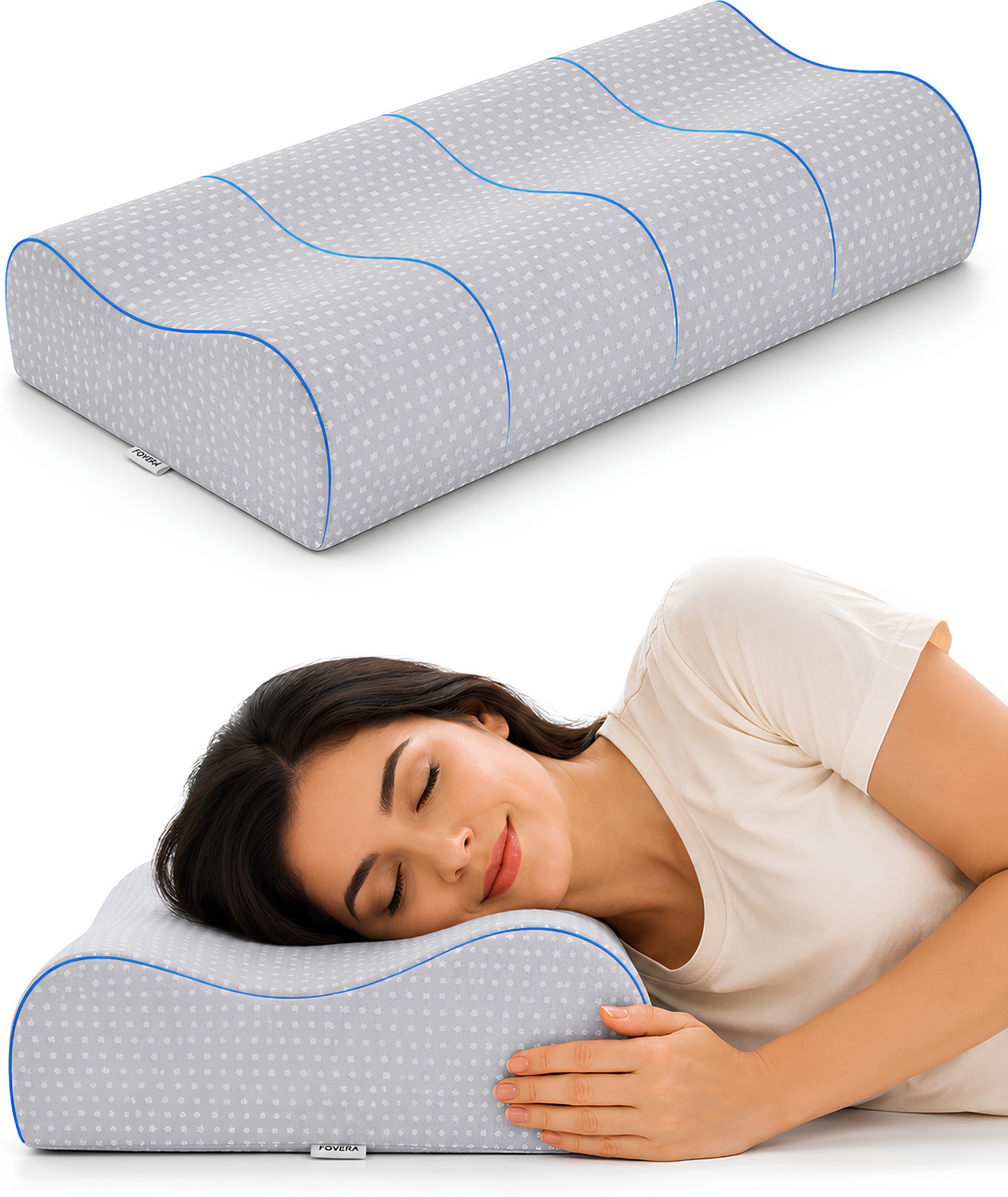 Image of FOVERA Memory Foam Cervical Pack of 1 Solid Cervical Pillow for Neck & Shoulder Pain Relief