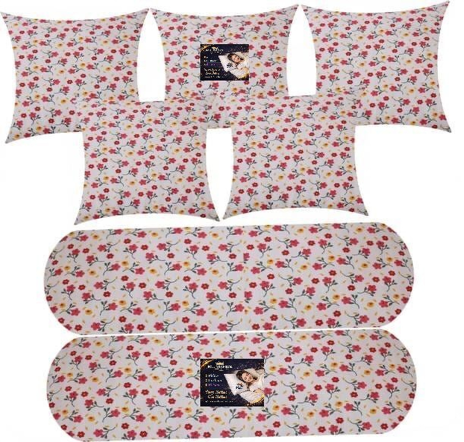 Image of vyomfit Ball Fibre Desk Pillow Pack of 7 Geometric 2 Bolster 5 Cushion