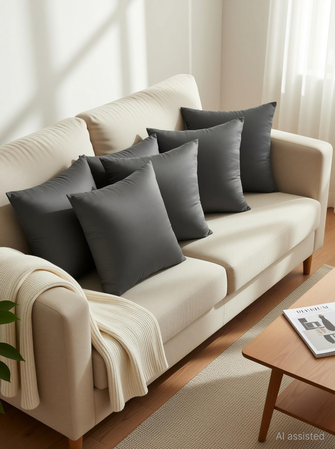 Image of VLYSIUM Polyester Fibre Cushion Pack of 6 Solid cushion 22*22 inch cushion fillers for sofa pillow (55x55 cm)