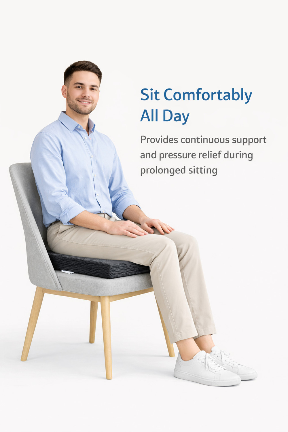 Image of HOSPIKART Foam Cushion Pack of 1 Solid Seat Cushion for Chair - High-Resilience Foam Sitting Pad with Breathable Cover