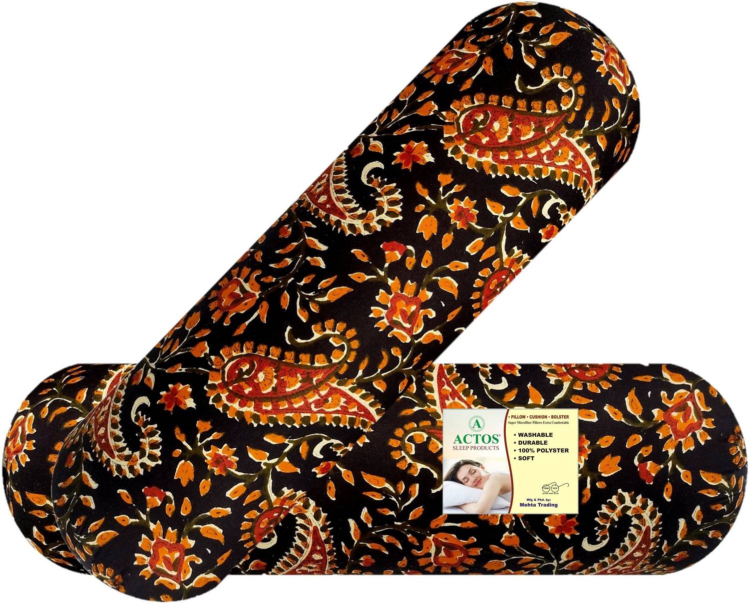 ACTOS Microfibre Bolster Pack of 2 Floral