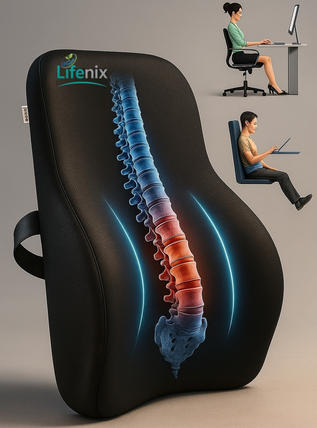 Image of LIFENIX Memory Foam Orthopaedic Pillow Pack of 1 Nature Lifenix Orthopedic Lumbar Support Cushion
