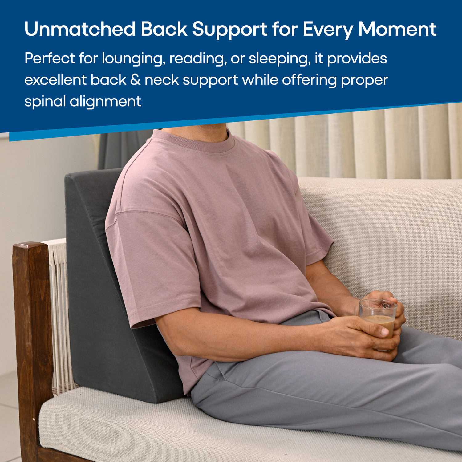 Image of HOSPIKART Memory Foam Orthopaedic Pillow Pack of 1 Solid Memory Foam Bed Wedge Pillow for Back Support, Acid Reflux, Snoring & Back Pain