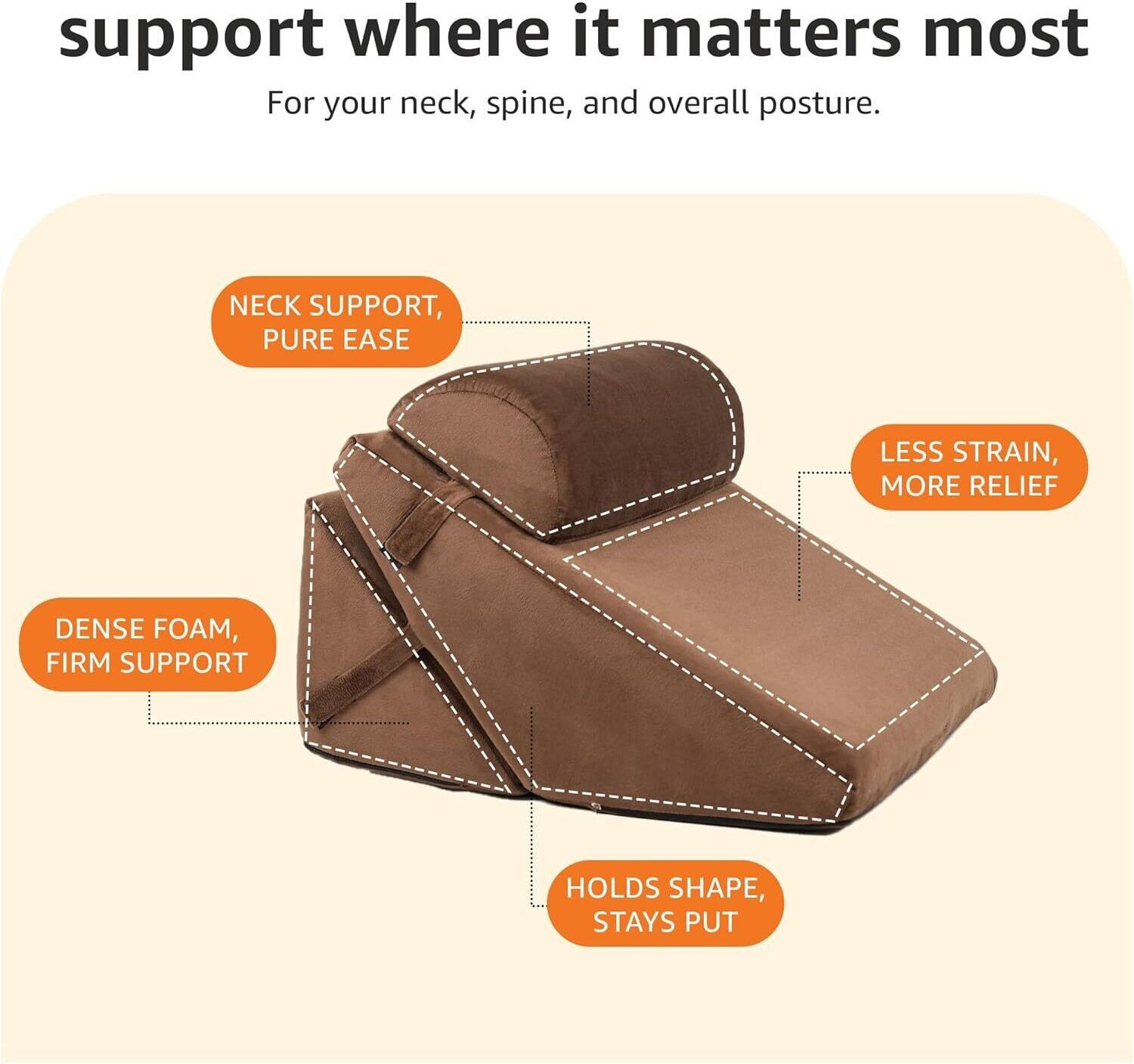 Image of HOMESO Memory Foam Orthopaedic Pillow Pack of 1 Solid Adjustable Wedge Pillow