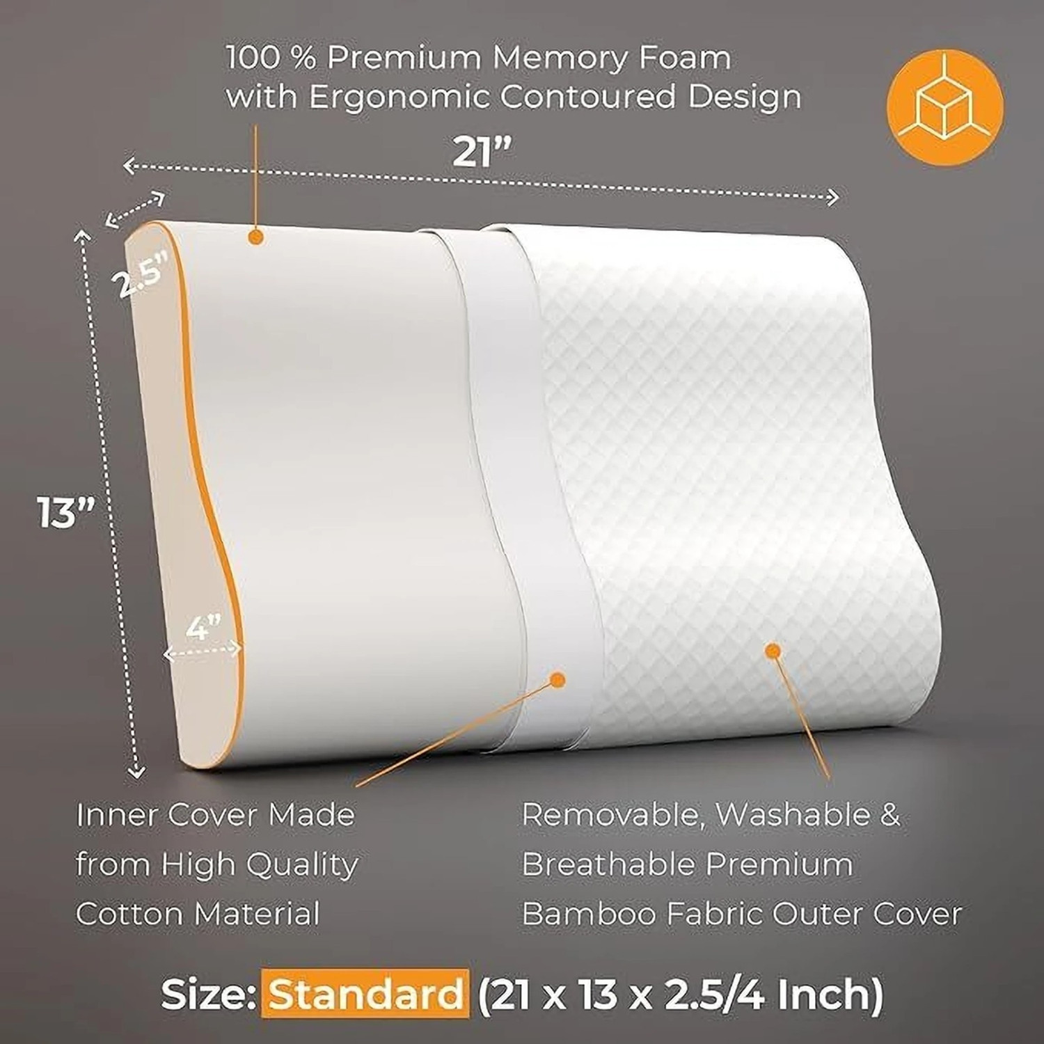 Image of velvure Memory Foam Orthopaedic Pillow Pack of 1 Geometric (White)