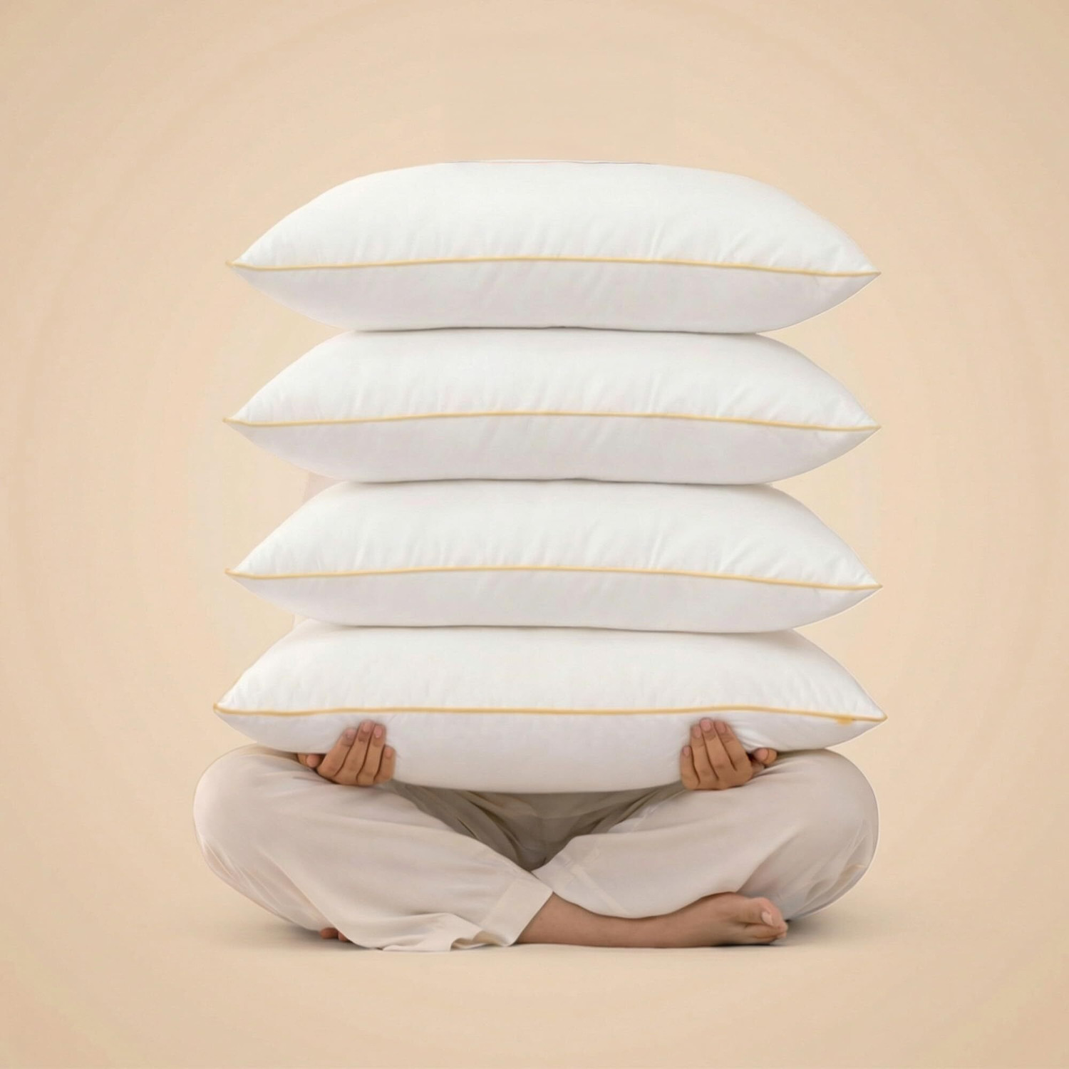 Image of SleepyCat Polyester Fibre Sleeping Pillow Pack of 4 Solid Fiber Lite