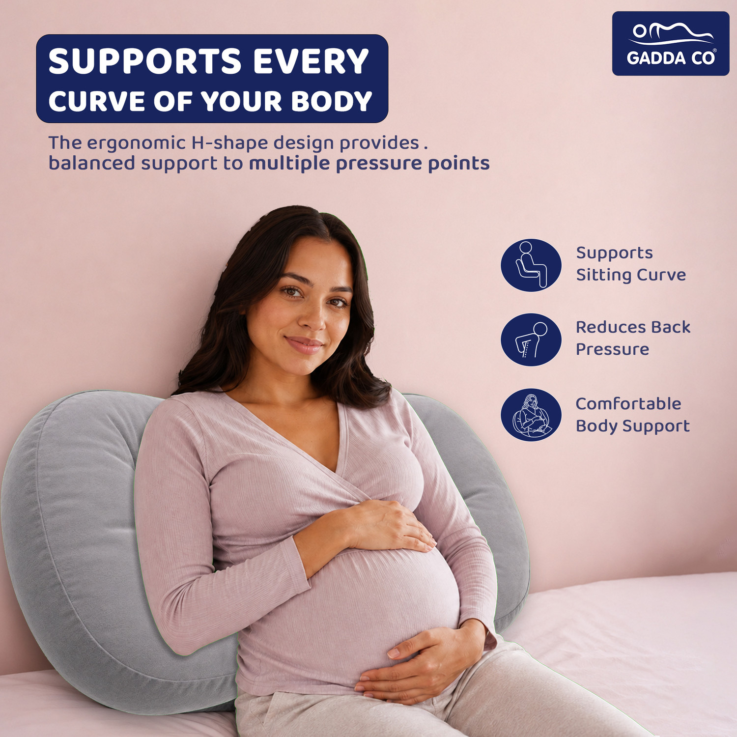 Image of GADDA CO Microfibre Pregnancy Pillow Pack of 1 Solid Ult