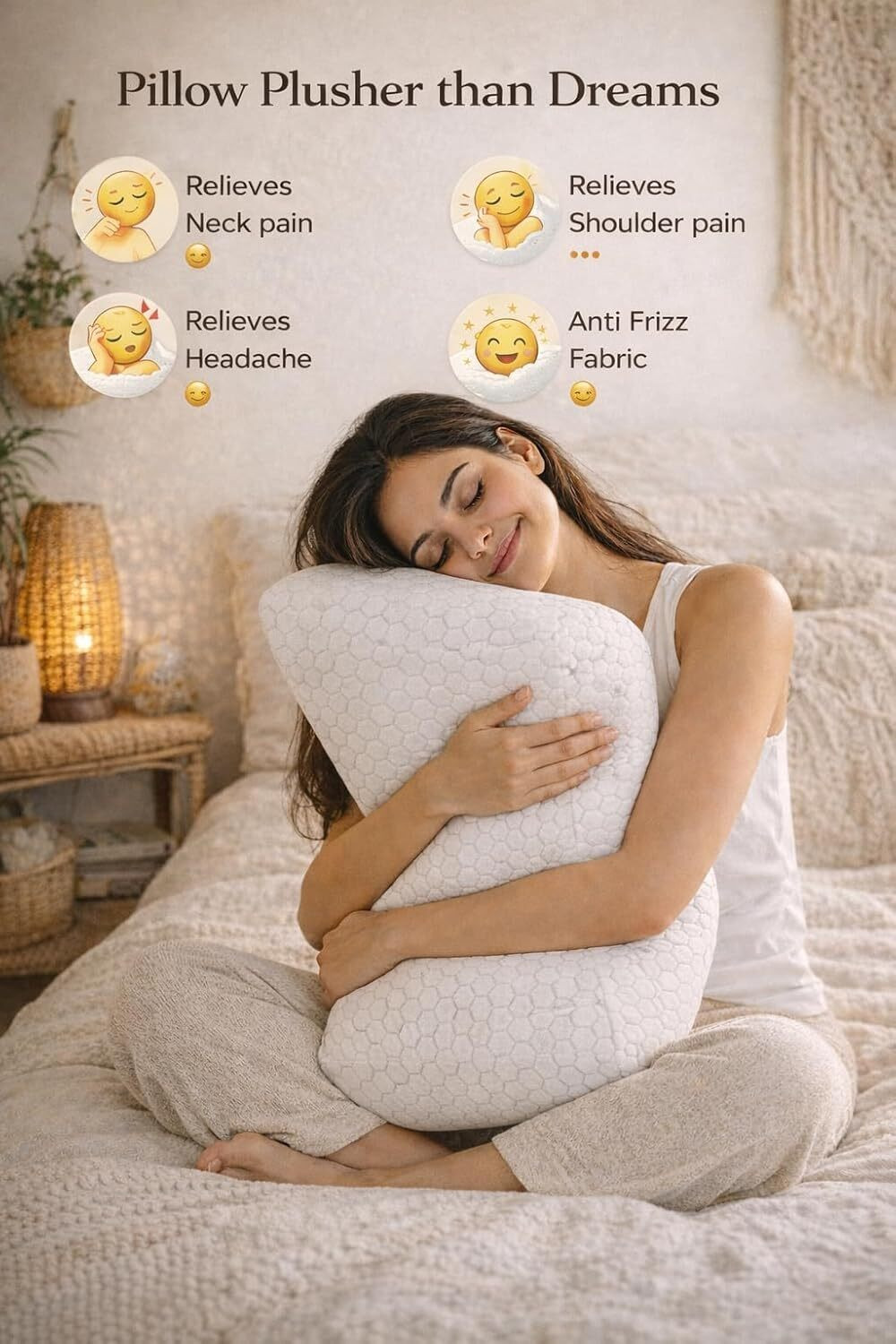 Image of LA VERNE Memory Foam Sleeping Pillow Pack of 2 Geometric Luxury
