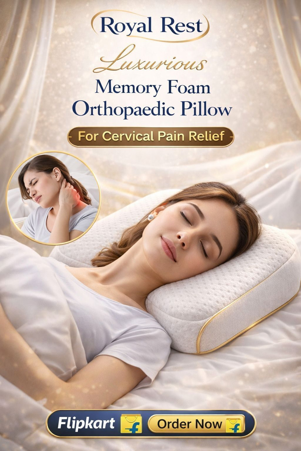 Image of EVAGROW PLUS Memory Foam Orthopaedic Pillow Pack of 1 Solid Orthopedic Memory Foam Pillow