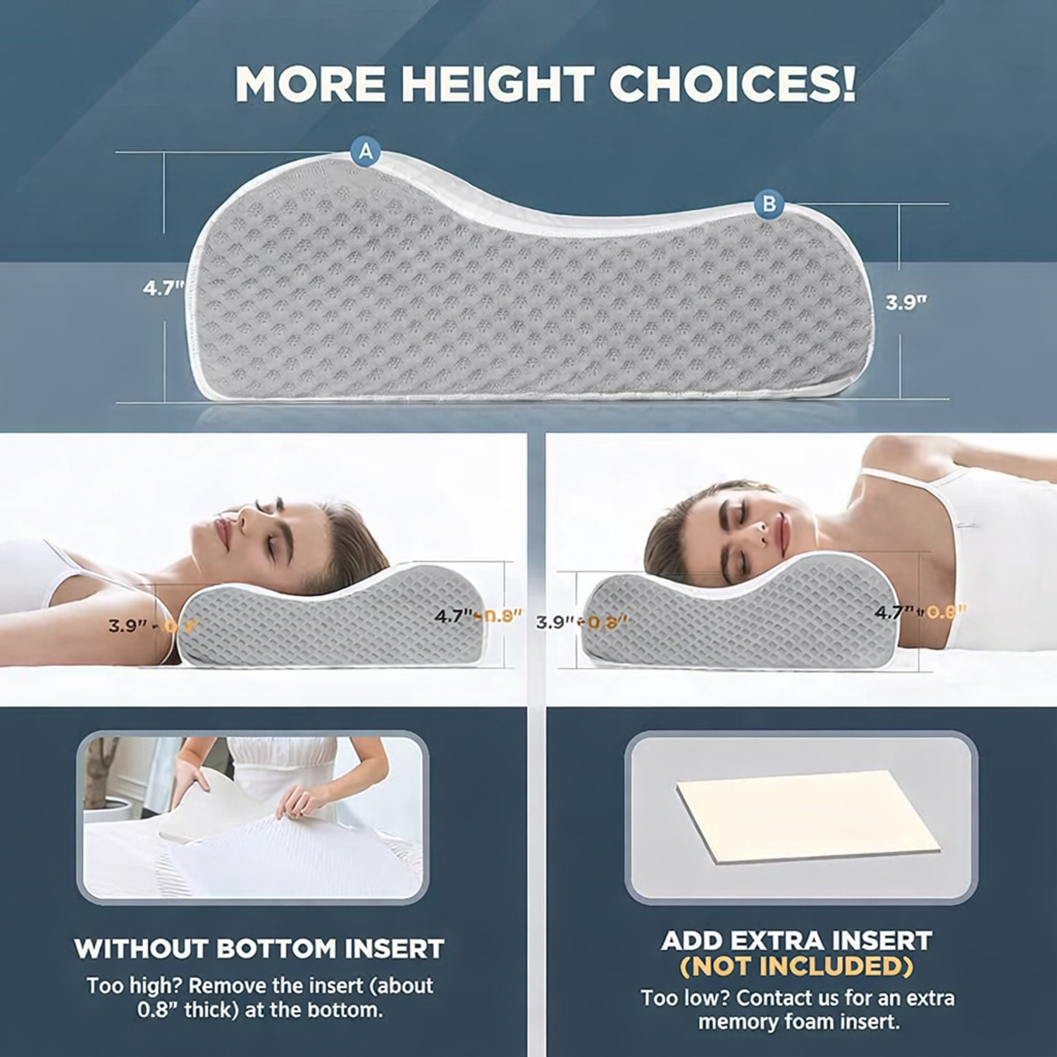 Image of EVAGROW PLUS Memory Foam Orthopaedic Pillow Pack of 1 Geometric ORTHOPEDIC