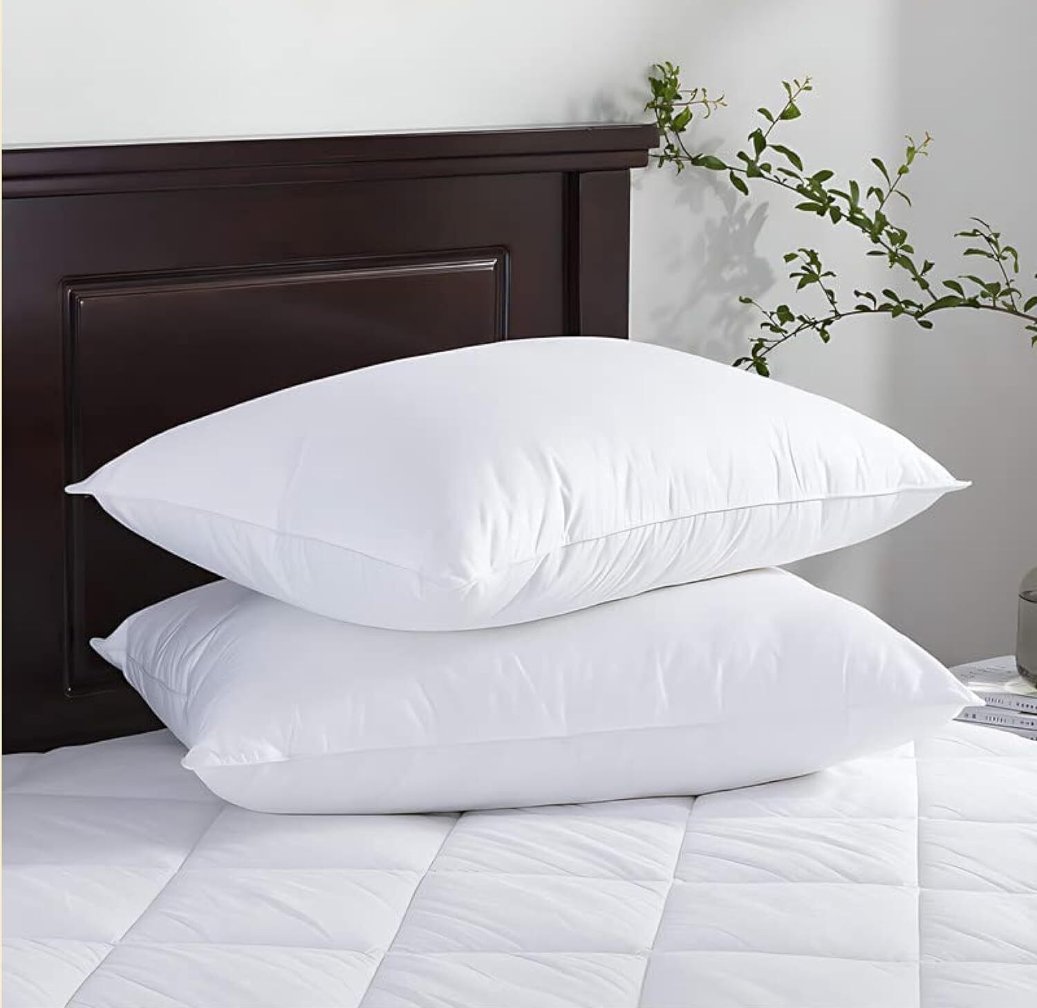 Image of Sleep Yoga Polyester Fibre Sleeping Pillow Pack of 2 Solid Fiber Lite Pillow | Medium Soft | Micro-Peach Fabric | Luxurious Feel