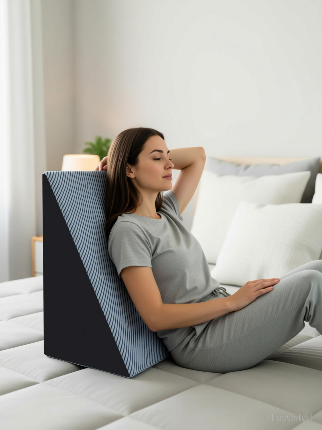 Image of SleepyHug Memory Foam Orthopaedic Pillow Pack of 1 Solid Wedge Pillow