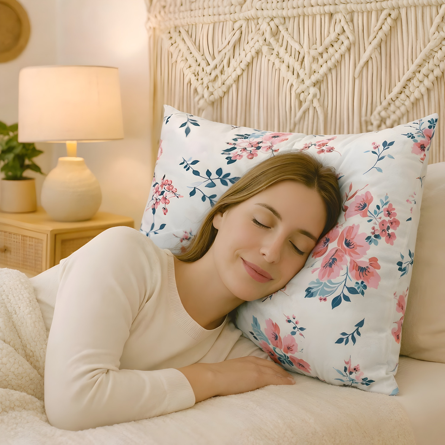 Image of LIPONOS Microfibre Sleeping Pillow Pack of 2 Floral Premium