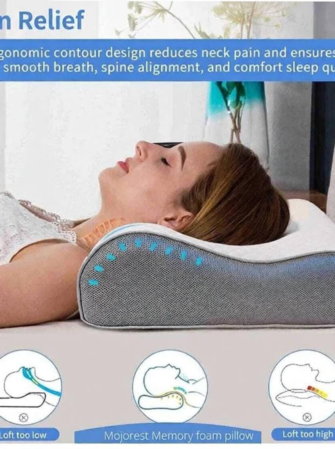 velvure Memory Foam Orthopaedic Pillow Pack of 1 - Image 3