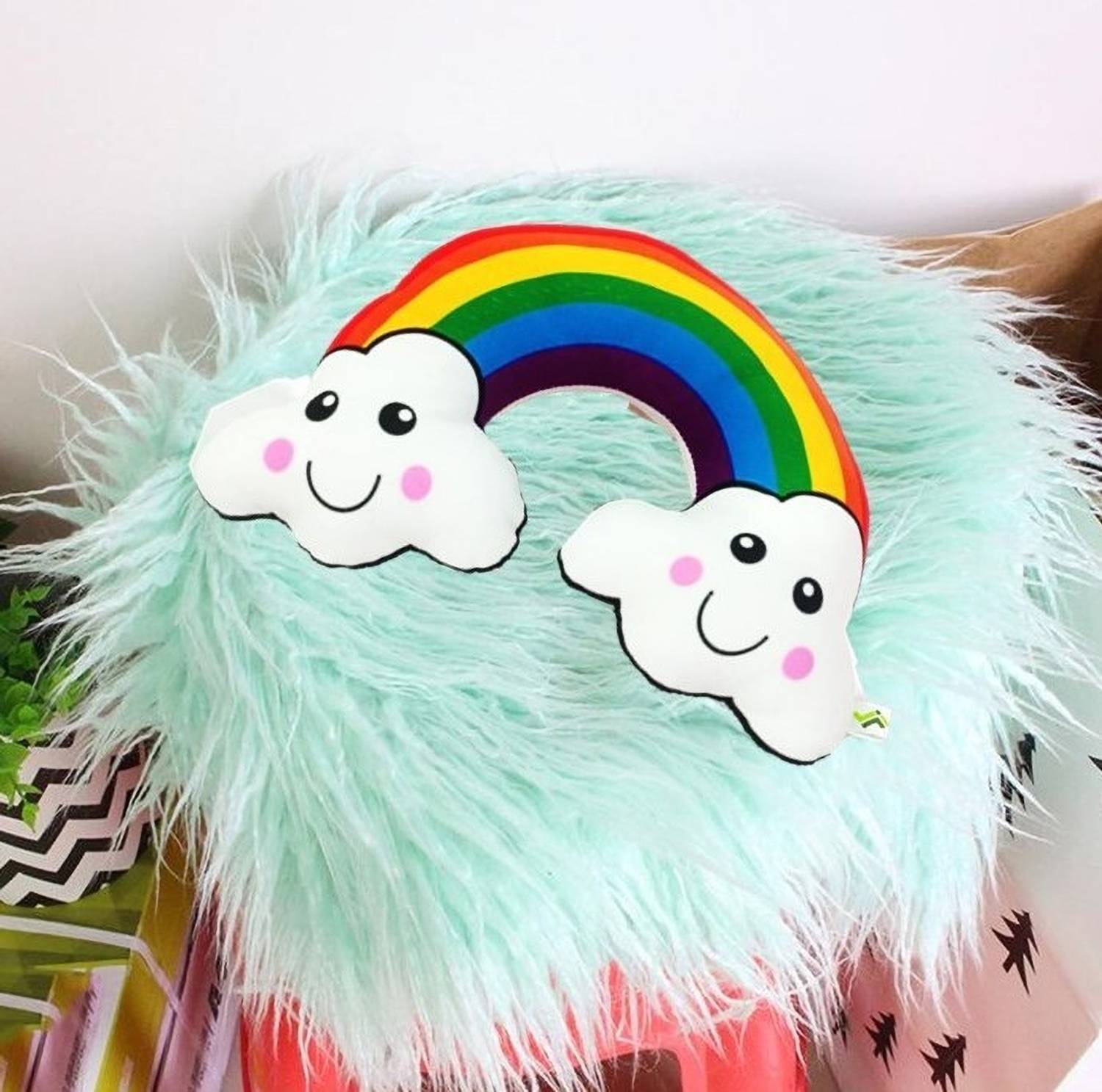 JELLIFY Microfibre Baby Pillow Pack of 1 Stripes Rainbow Shaped