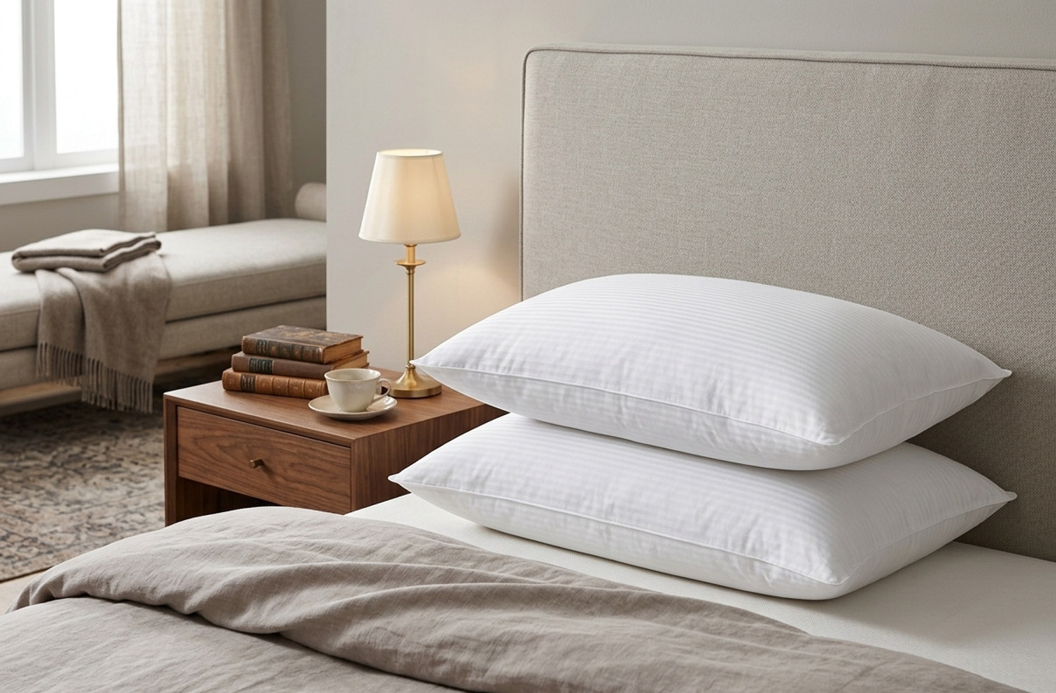 Image of takiyawala Microfibre Sleeping Pillow Pack of 2 Stripes Takiyawala
