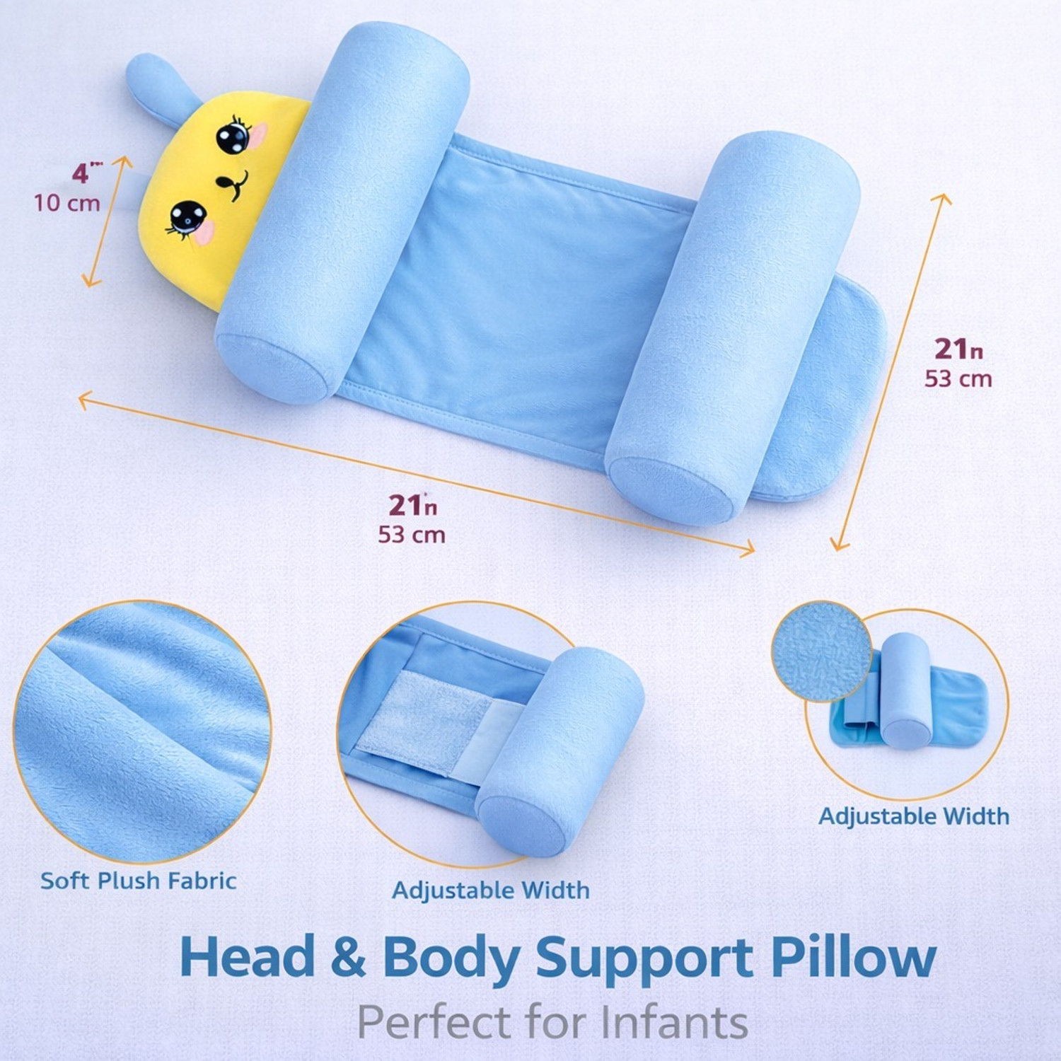 Image of GRIP GOLD Polyester Fibre Baby Pillow Pack of 1 Animals Baby Neck Pillow