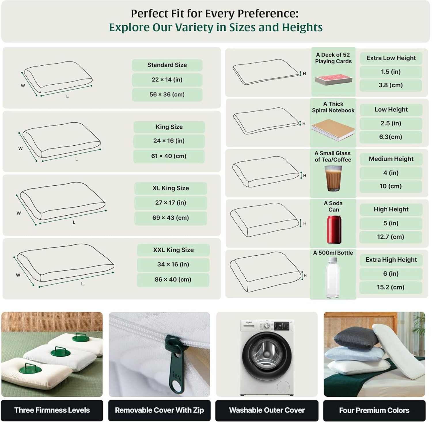 Image of The White Willow Memory Foam Sleeping Pillow Pack of 1 Motifs Orthopaedic Extra Large King Size Medium Firm