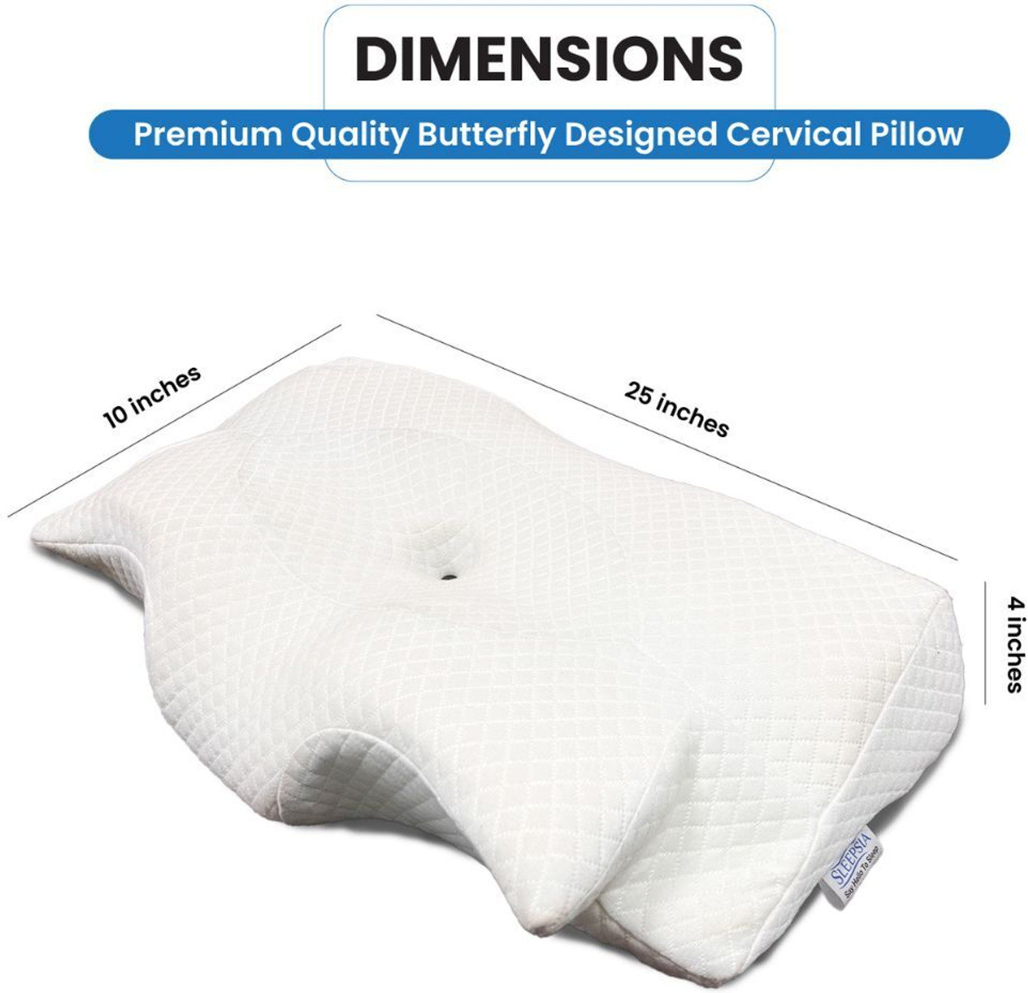 Image of Sleepsia Memory Foam Sleeping Pillow Pack of 1 Solid Butterfly Memory Foam Contour Cervical Orthopedic Pillow for Neck Pain Relief -