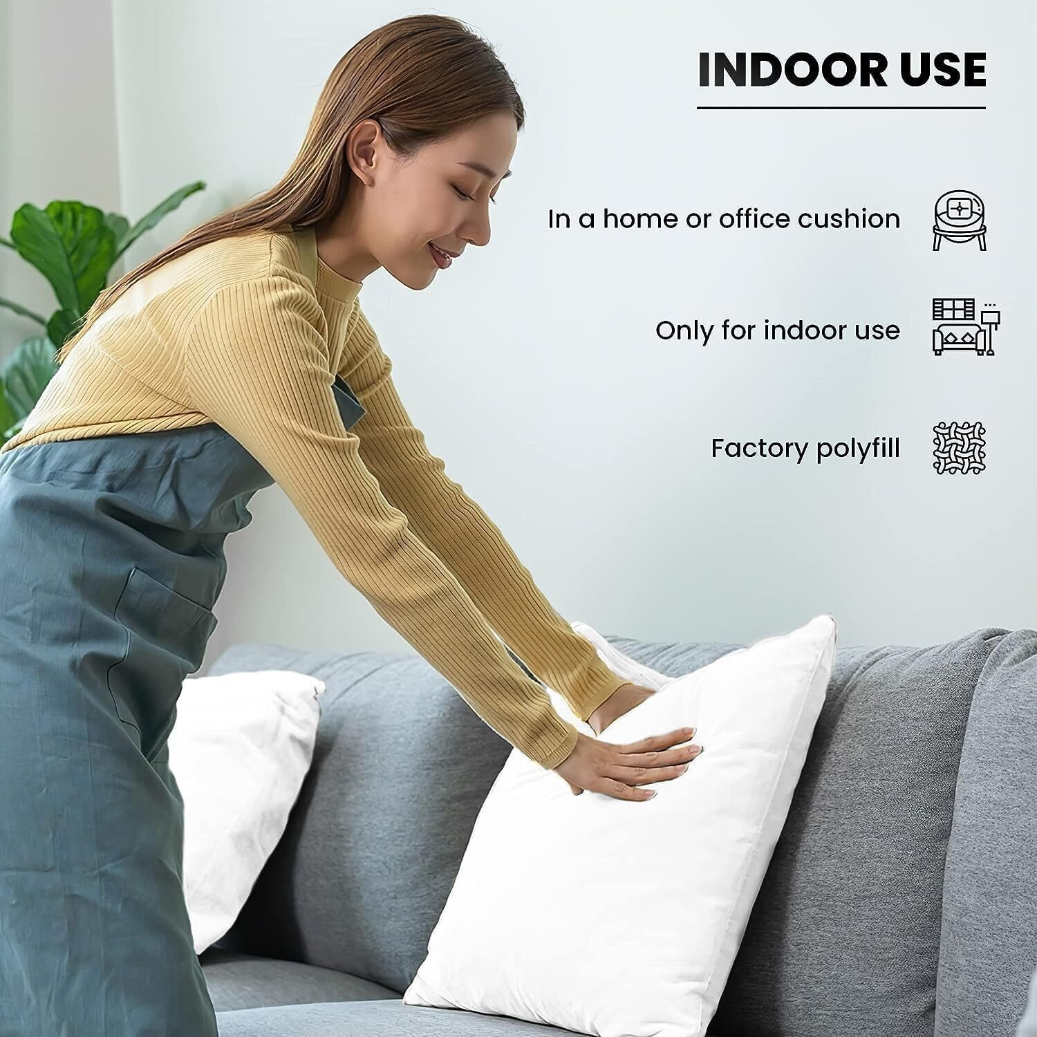 Image of VLYSIUM Polyester Fibre Cushion Pack of 4 Solid sofa pillows 40cm*40cm cushion fillers for sofa pillows (16x16 cm)