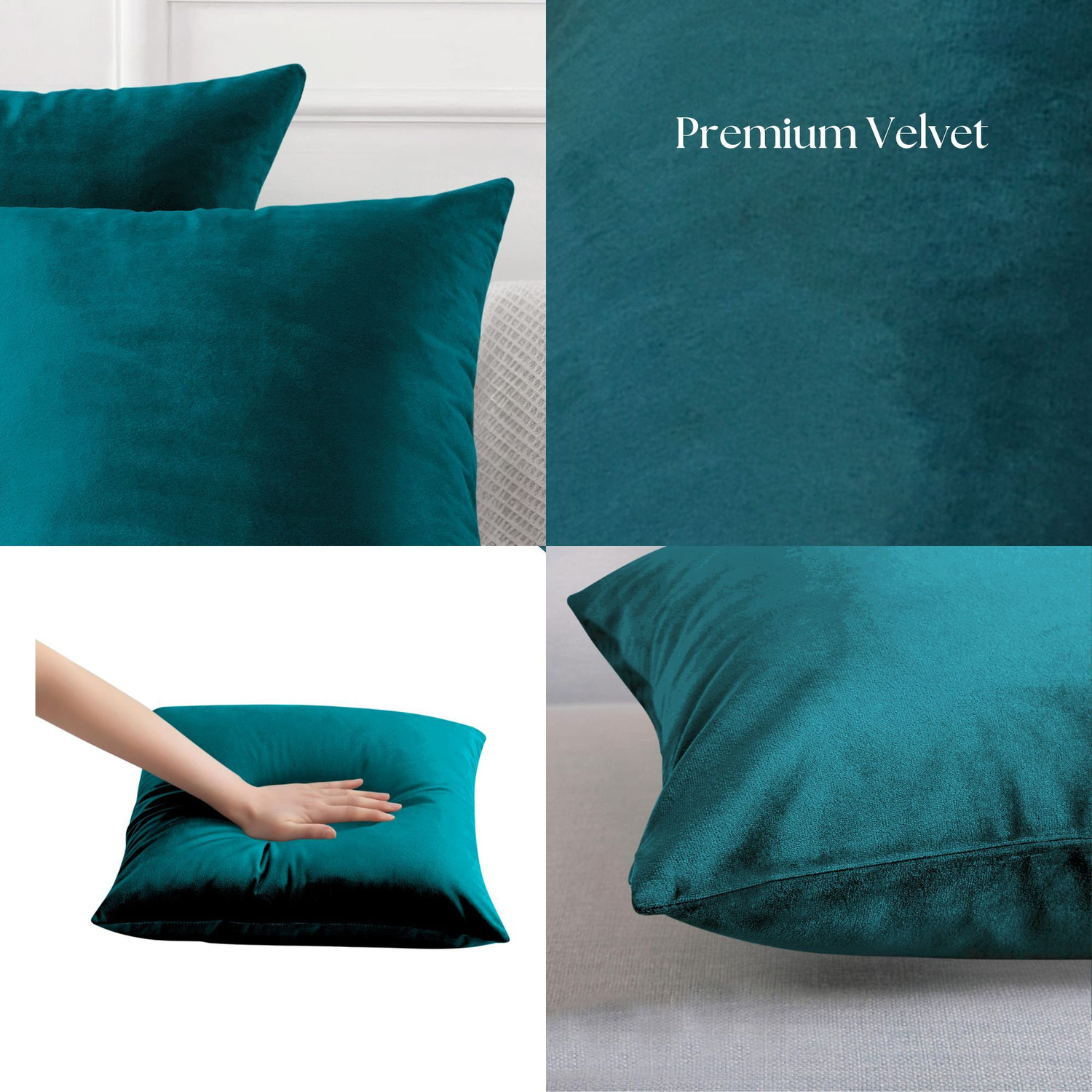 Image of maatrikaa Microfibre Cushion Pack of 4 Solid - Maatrikaa Velvet Luxury Throw Pillow for Sofa and Bed