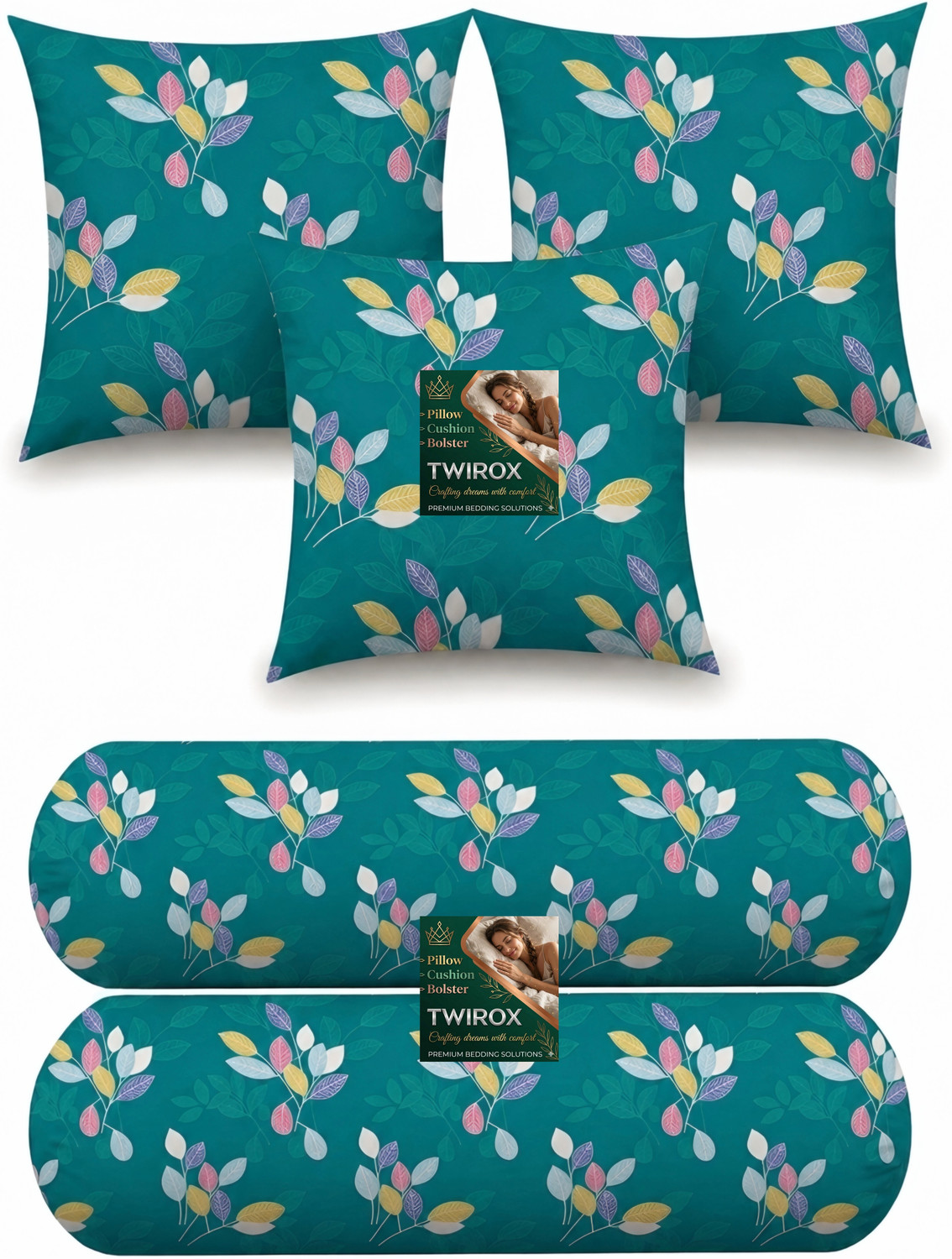 Image of TWIROX Microfibre Bolster Pack of 5 Geometric Luxury