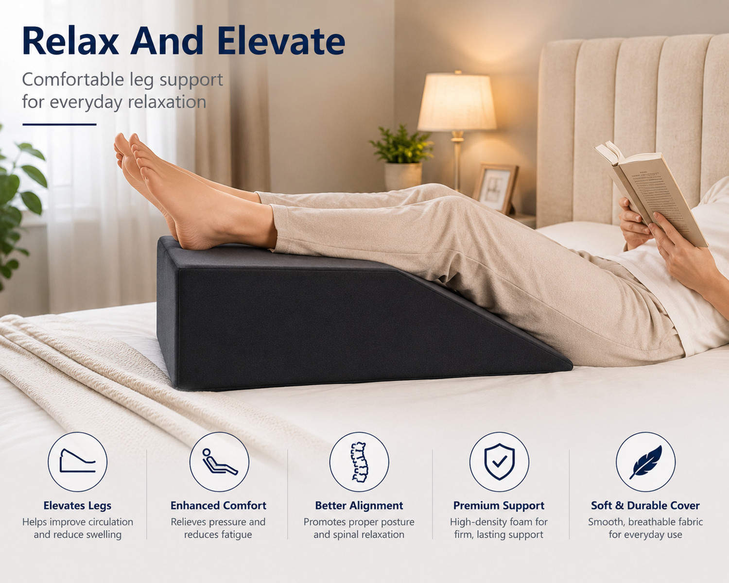 Image of COO RIZZ Nap time Anytime Foam Orthopaedic Pillow Pack of 1 Solid High Density Foam Leg Wedge Cushion