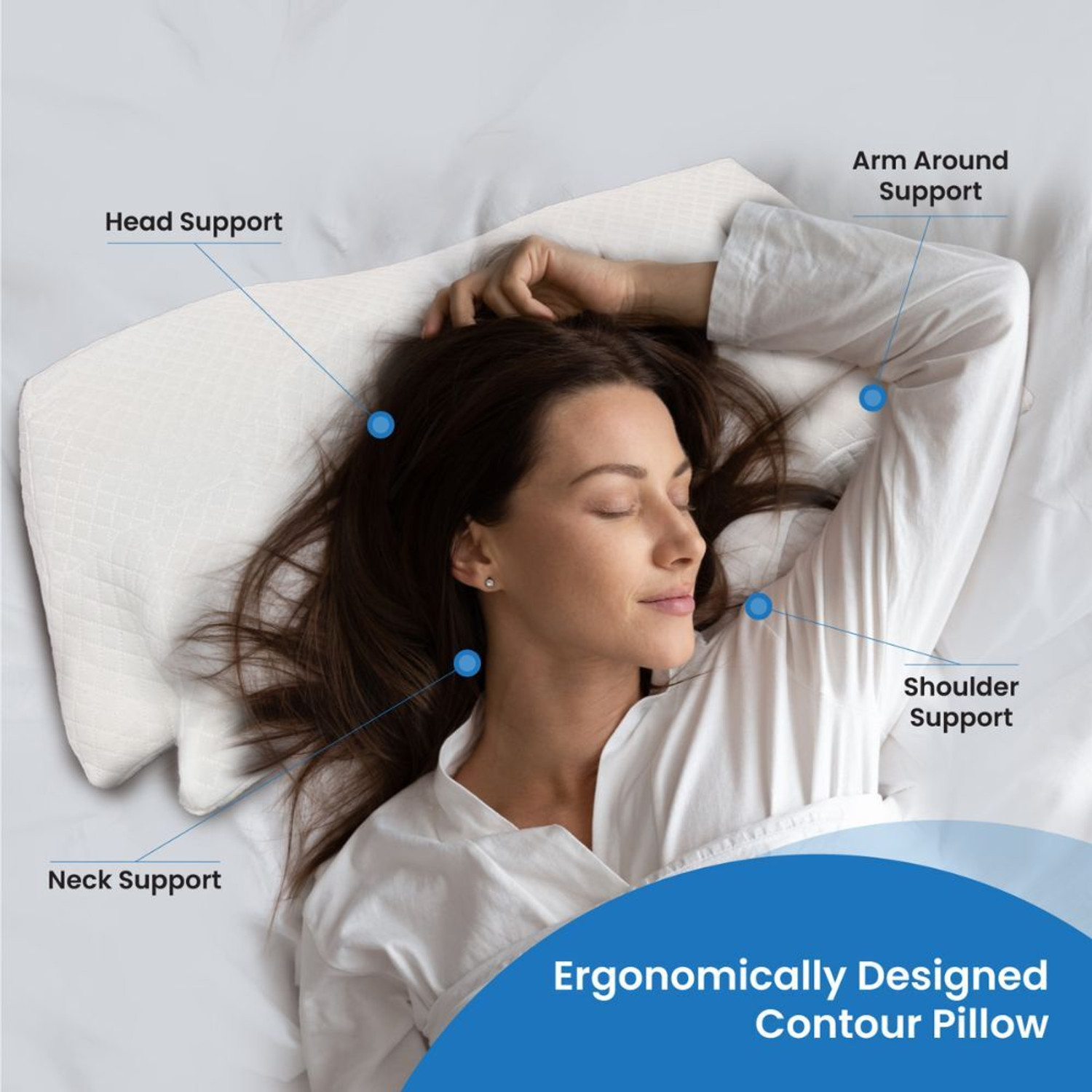 Image of Sleepsia Memory Foam Sleeping Pillow Pack of 1 Solid Butterfly Memory Foam Contour Cervical Orthopedic Pillow for Neck Pain Relief -