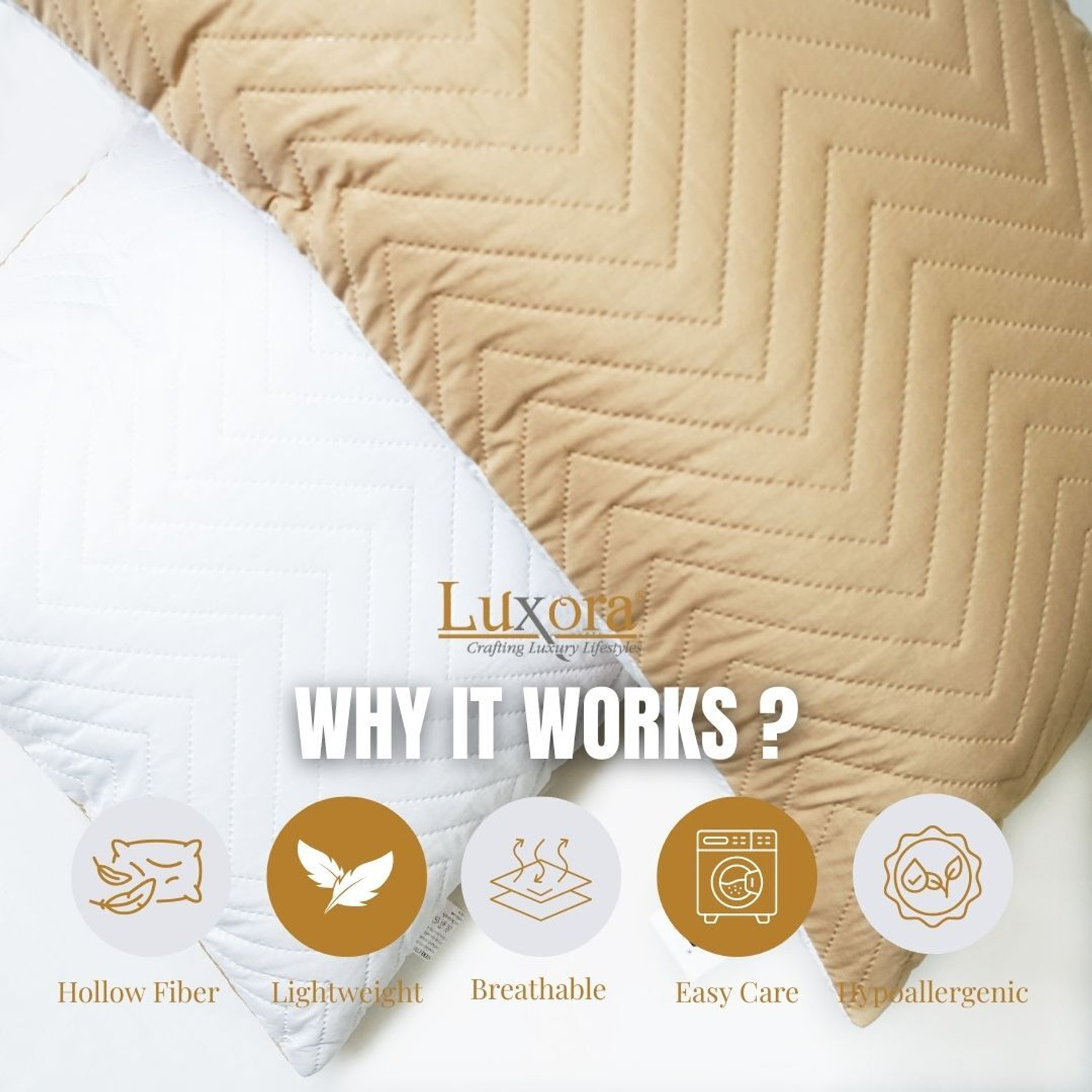 Image of Luxora Microfibre Sleeping Pillow Pack of 1 Geometric Luxury (Beige and White)