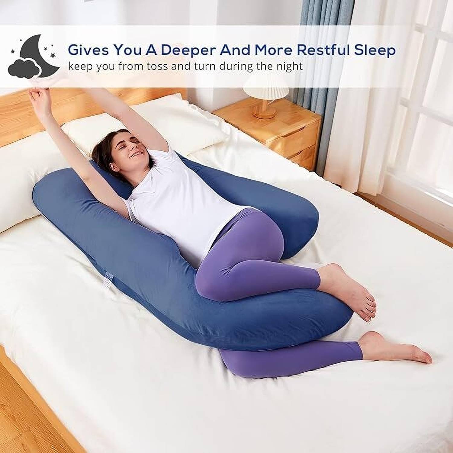 ag pro comfort Polyester Fibre Pregnancy Pillow Pack of 1 Solid Cotton J Shape pregnancy pillows for sleeping for pregnant women for good sleep