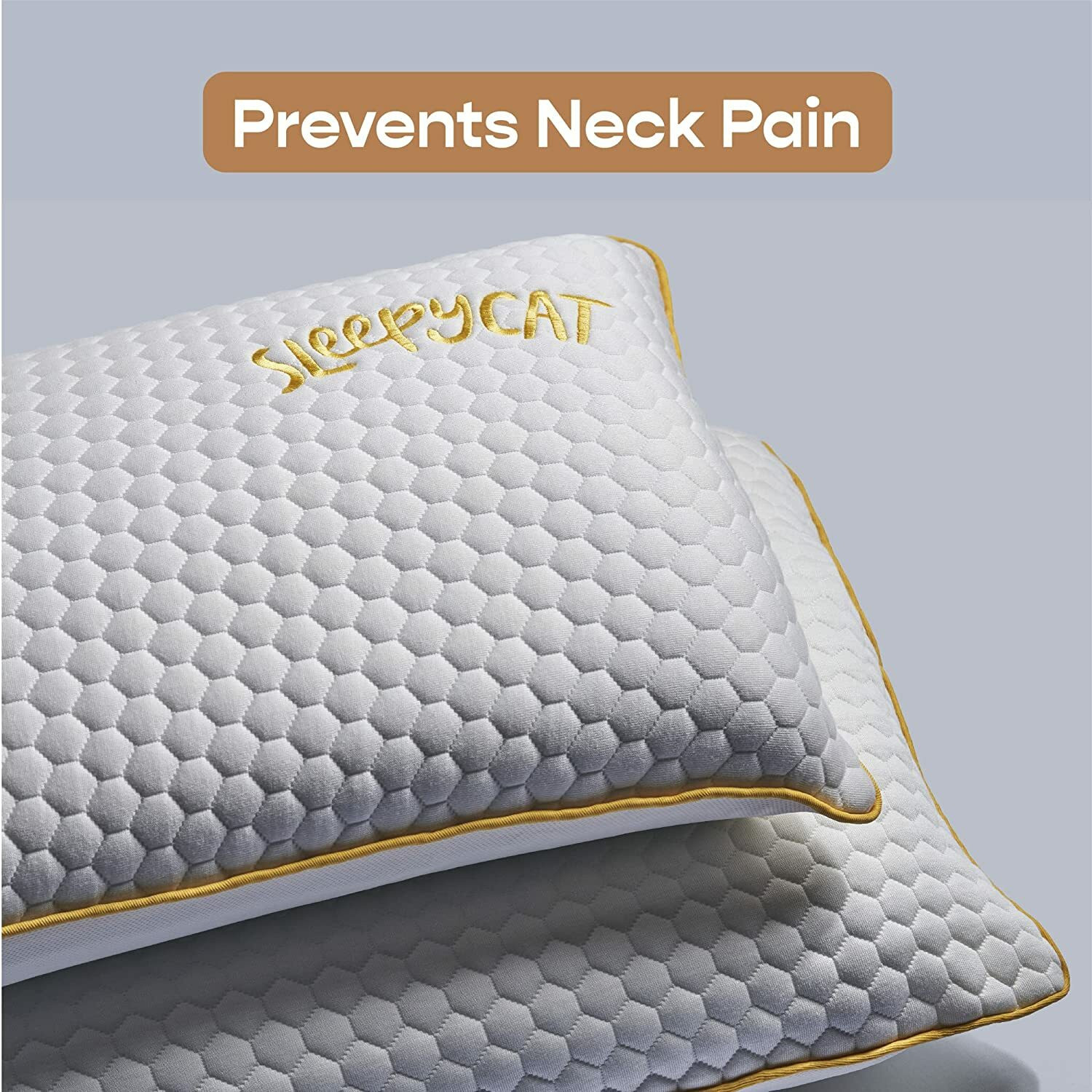 Image of SleepyCat Memory Foam Orthopaedic Pillow Pack of 1 Solid Bamboo Fabric King Size (28x18 inches)