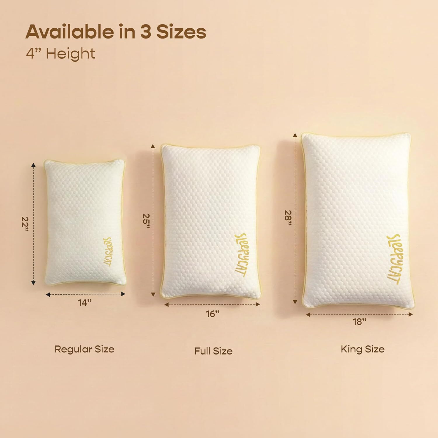 Image of SleepyCat Memory Foam Orthopaedic Pillow Pack of 4 Solid SoftTouch Small (22x14 inches) Bamboo Fabric