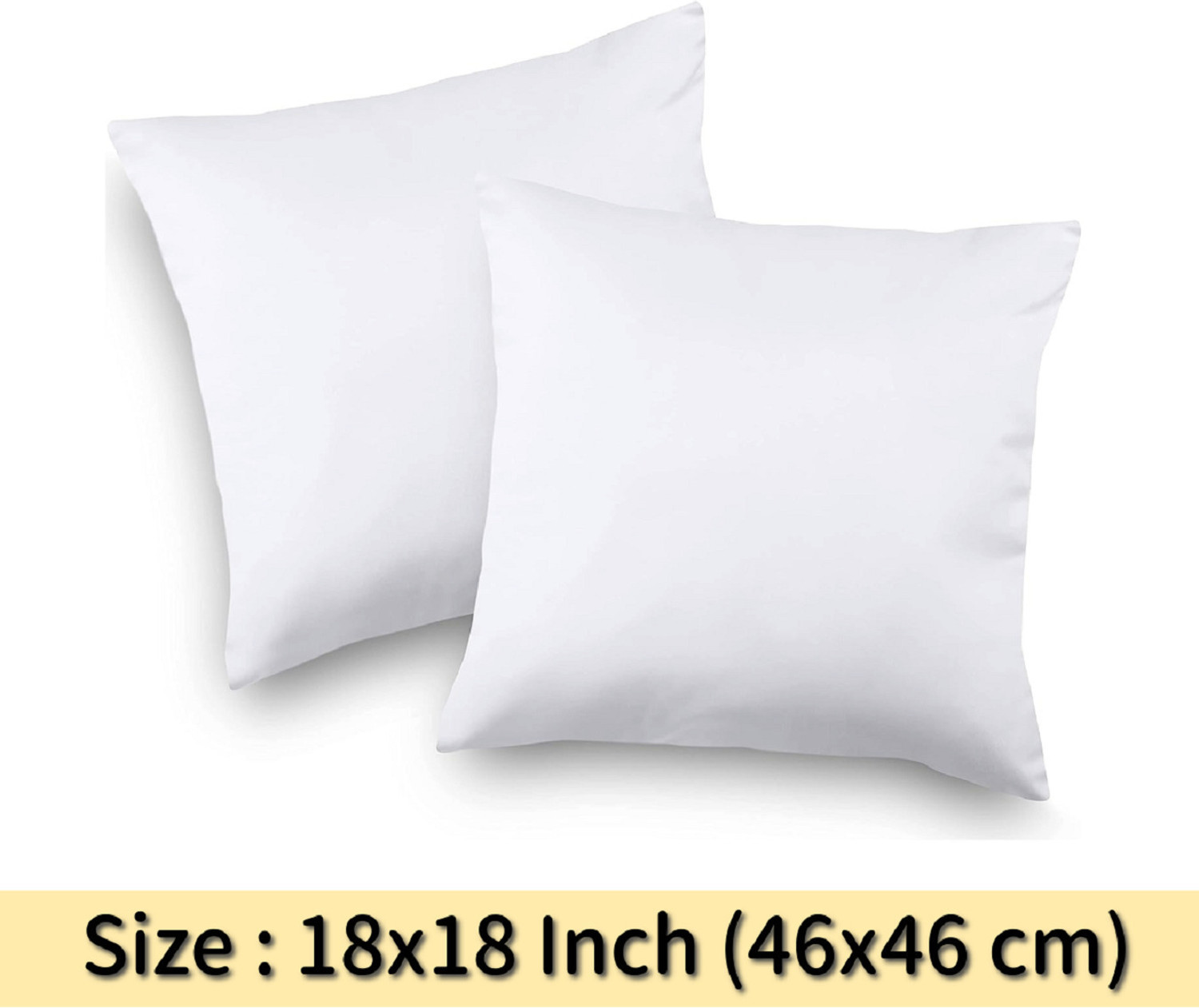 Image of VLYSIUM Polyester Fibre Cushion Pack of 2 Solid cushion 18x18 inch fillers for sofa pillow (45*45 cm)