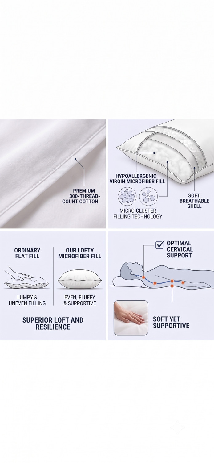 Image of Anandmarts Polyester Fibre Sleeping Pillow Pack of 2 Solid (White)