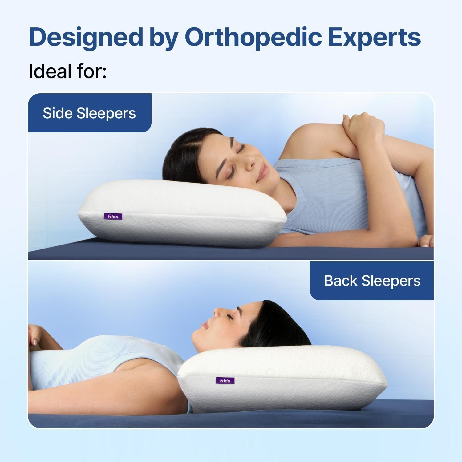 Image of Frido Memory Foam Orthopaedic Pillow Pack of 1 Solid Ultimate Deep Sleep Pillow for Neck & Shoulder Pain Relief, King Size 5 Inch