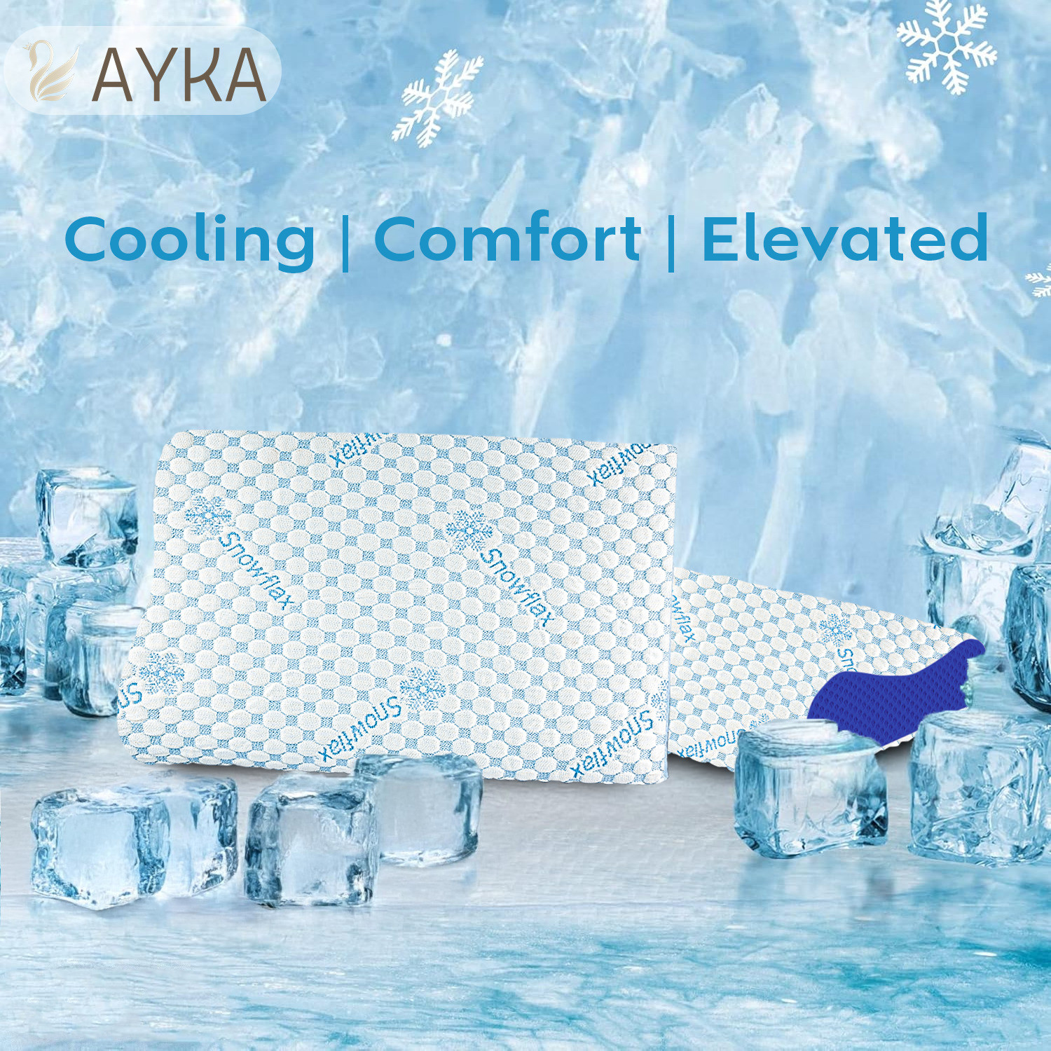 Image of AYKA Memory Foam Orthopaedic Pillow Pack of 2 Solid