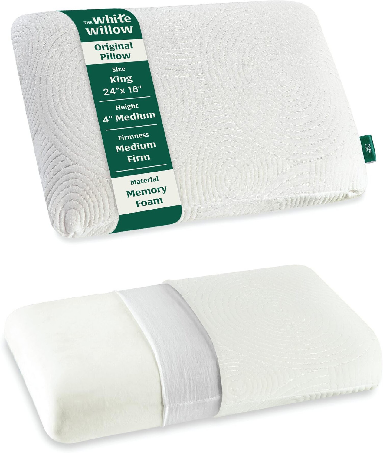 Image of The White Willow Memory Foam Sleeping Pillow Pack of 1 Motifs Queen Size Neck and Back Pain Relief