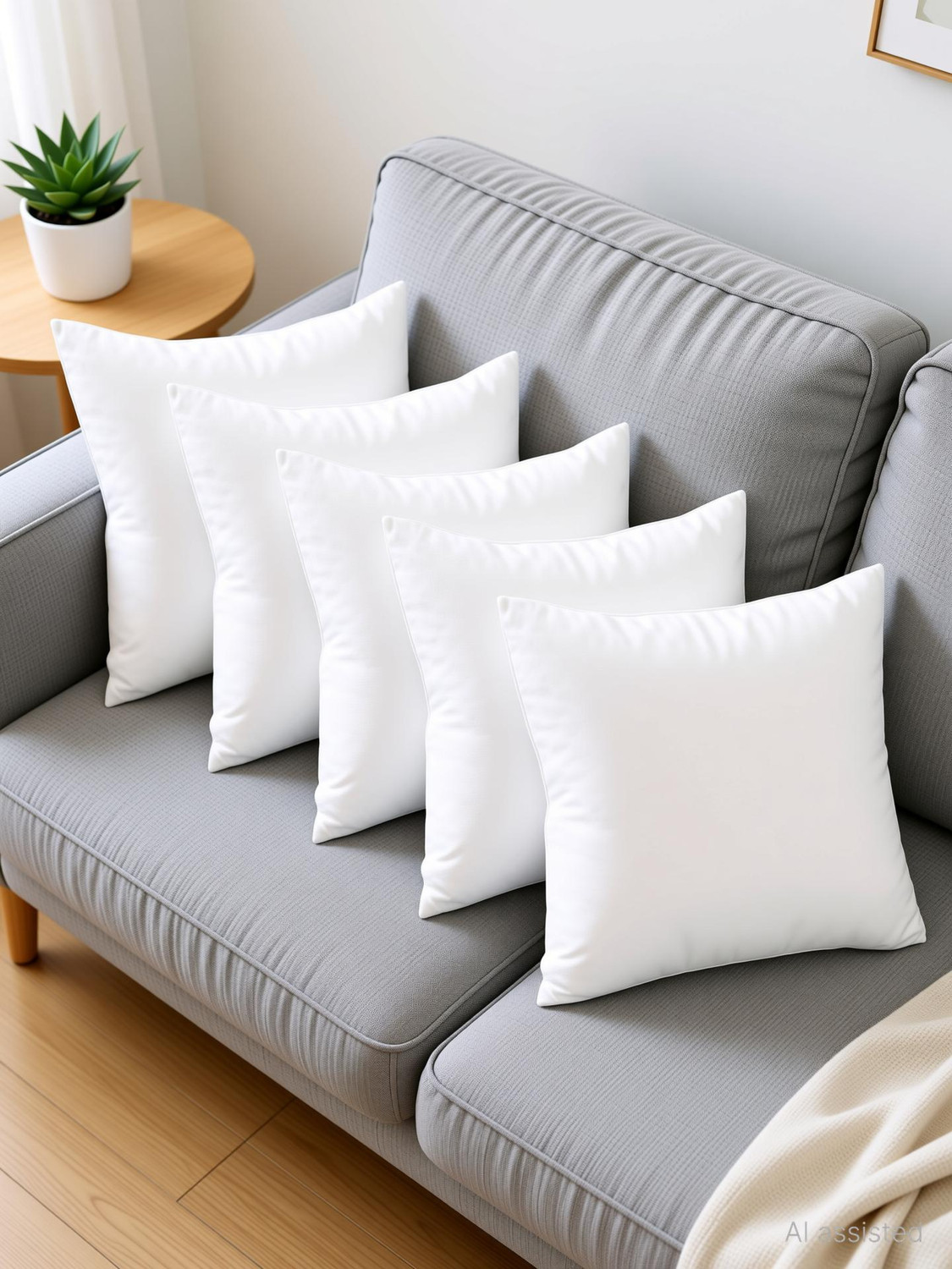 Image of VLYSIUM Polyester Fibre Cushion Pack of 5 Solid 20x20 inch set of 5, square cushion for sofa pillow (55x55 cm Each)